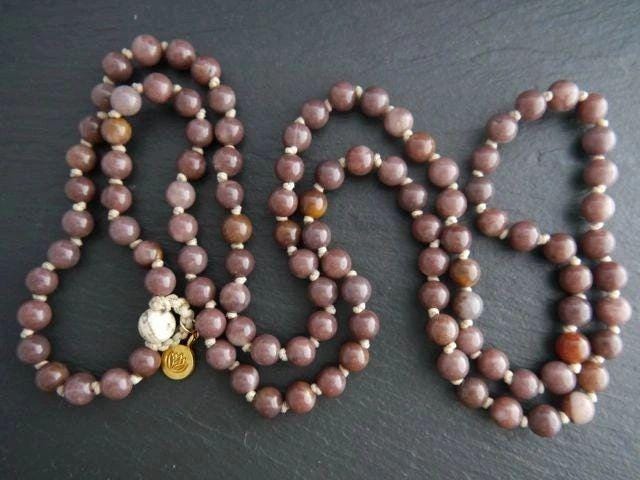 Purple Aventurine Mala Beads, 108 Gemstone Beads, Wrap, Hand Knotted