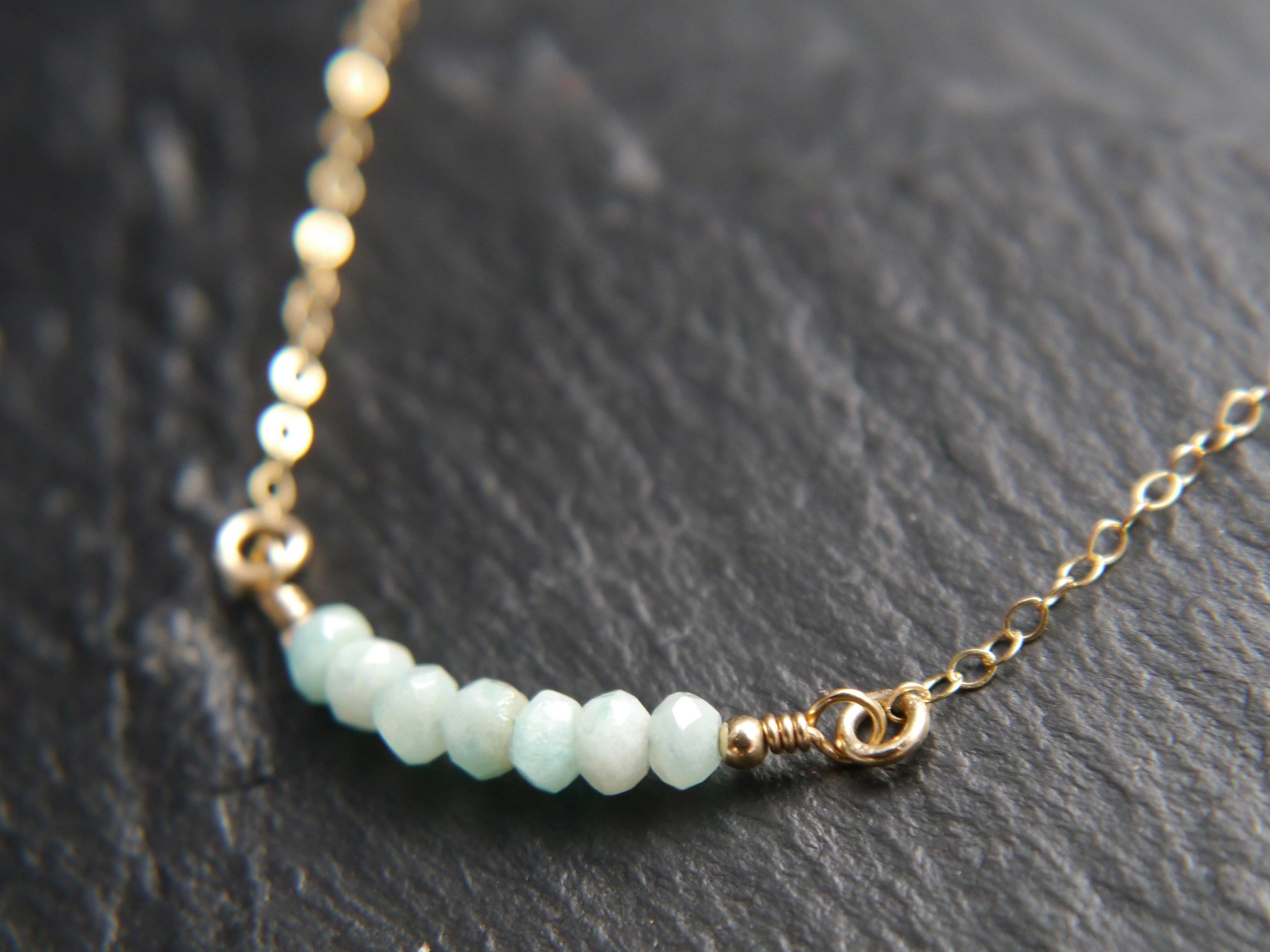 Amazonite Bar Gemstone Necklace, 14K Gold Filled, Minimalist Style