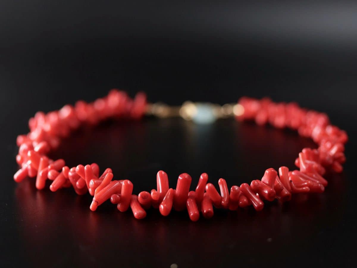 Red Coral Branch Gemstone Necklace, 14K Gold Filled Statement Jewelry