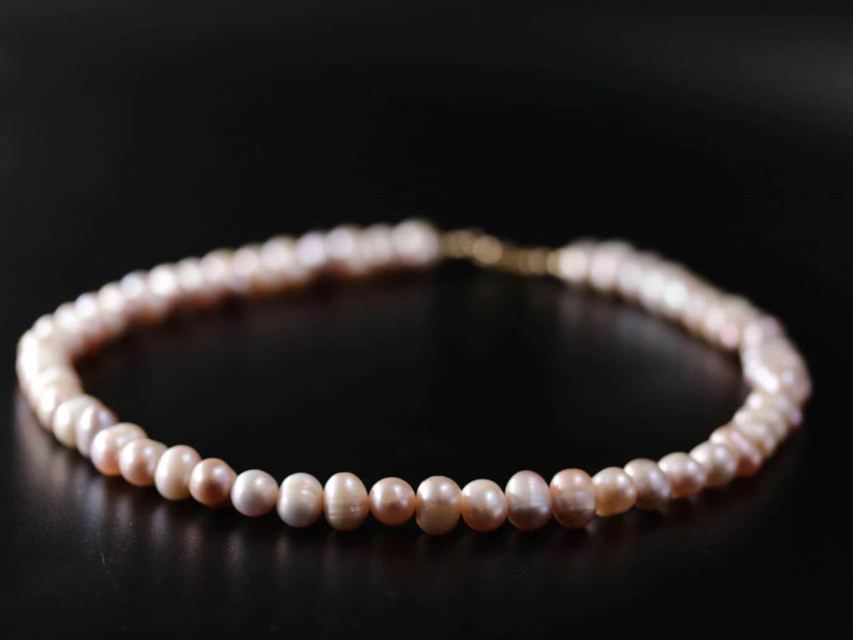 Pink Freshwater Pearl Strand Gemstone Necklace, 14K Gold Filled, Bridal
