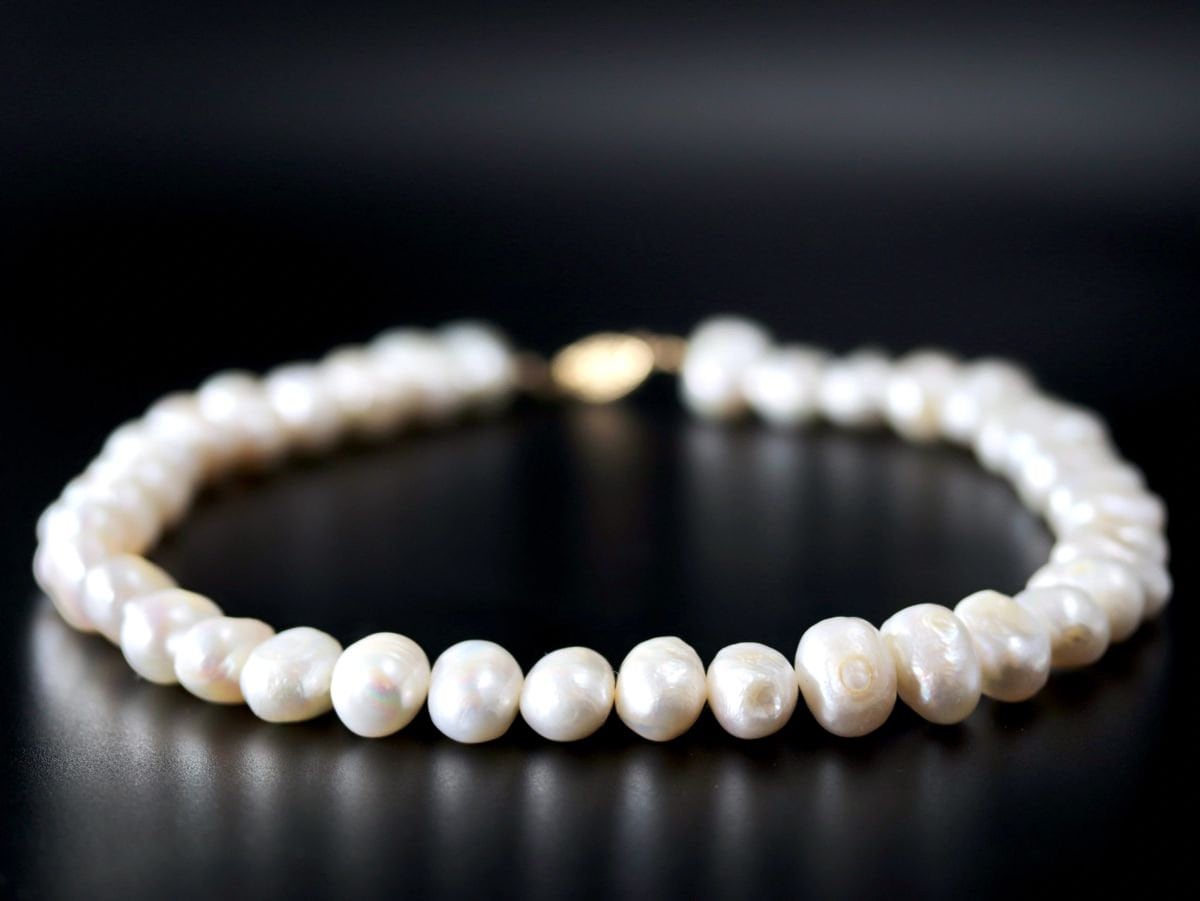 White Freshwater Pearl Strand Gemstone Necklace, 14K Gold Filled, Bridal