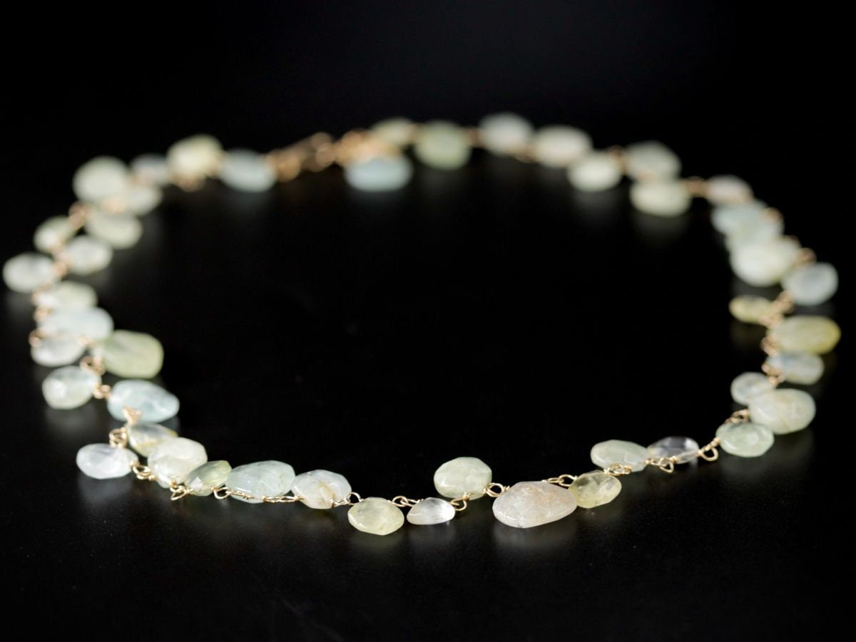 Aquamarine Floral Gemstone Necklace, 14K Gold Filled Bohemian Bride