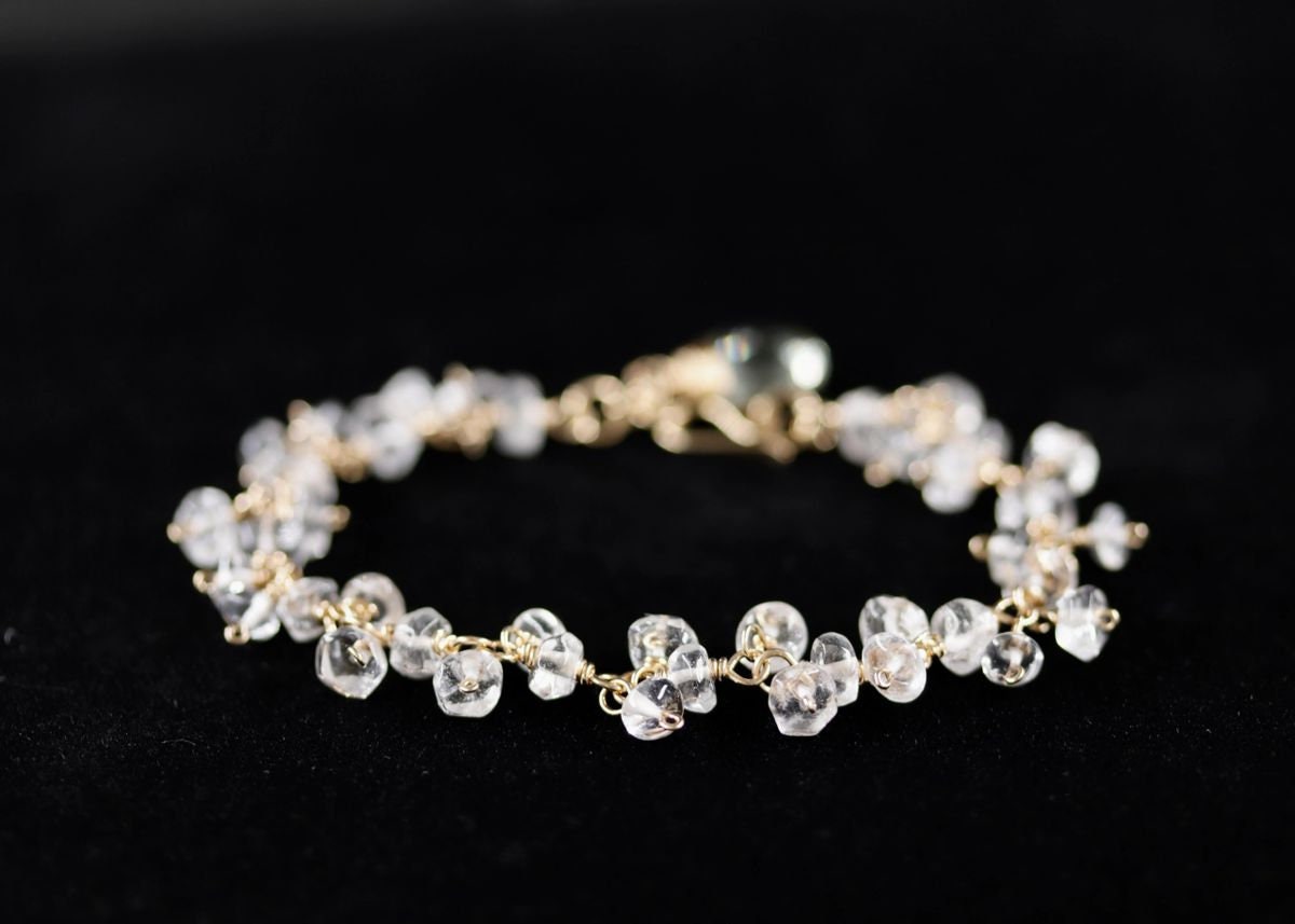 Citrine Rosary Chain Gemstone Bracelet: 14K Gold Filled Fringe Bridal Jewelry