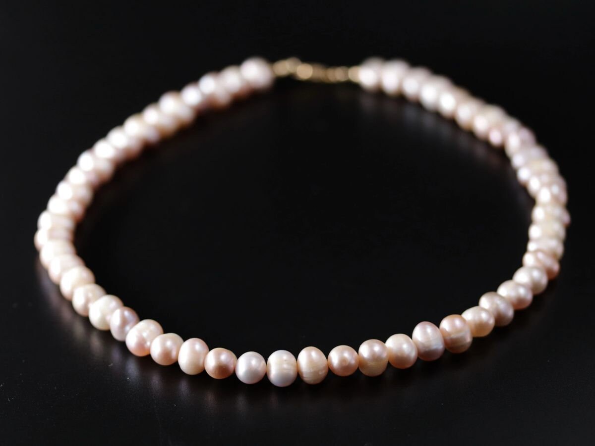 Pink Freshwater Pearl Strand Gemstone Necklace, 14K Gold Filled, Bridal