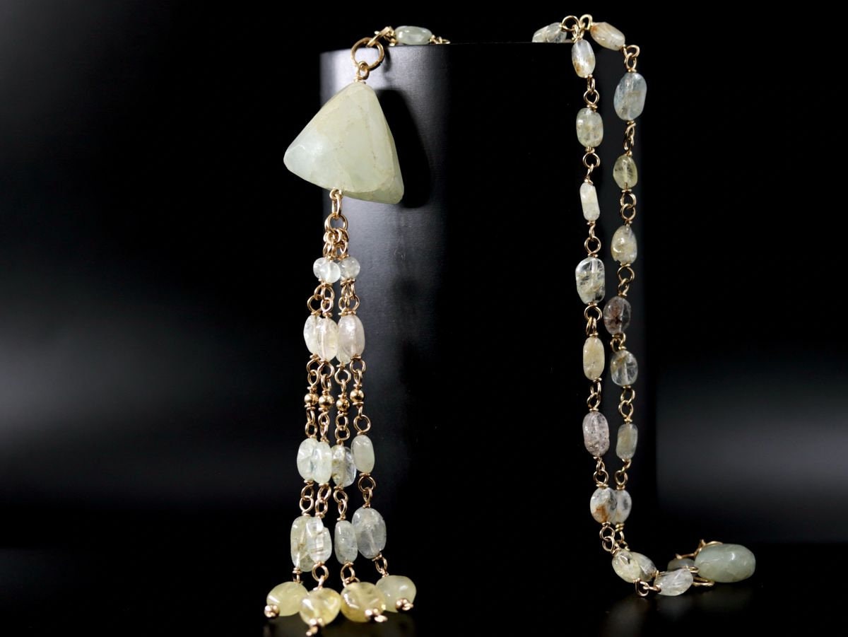 Aquamarine Gemstone Lariat Y Necklace, 14K Gold Filled, Bohemian Wedding