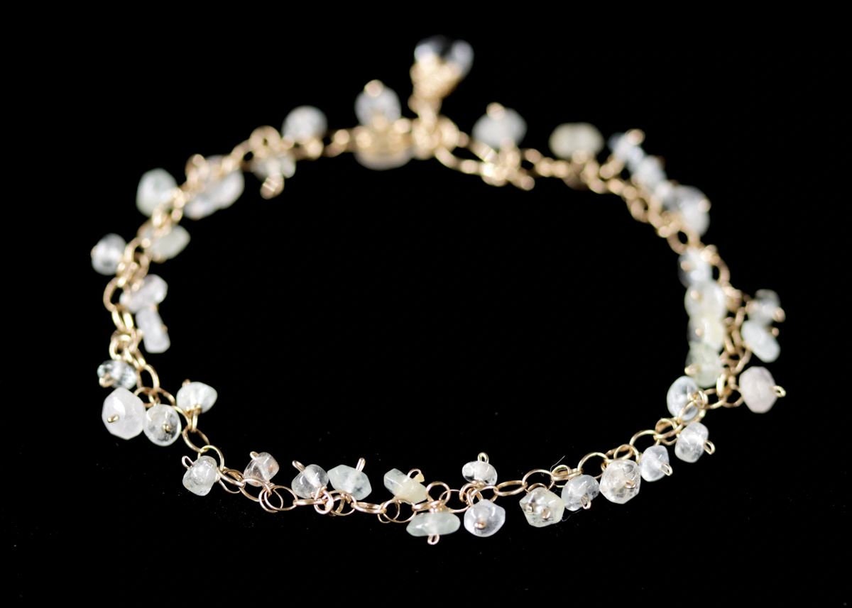 Citrine Gemstone Rosary Chain Gemstone Bracelet, 14K Gold Filled Bridal Jewelry