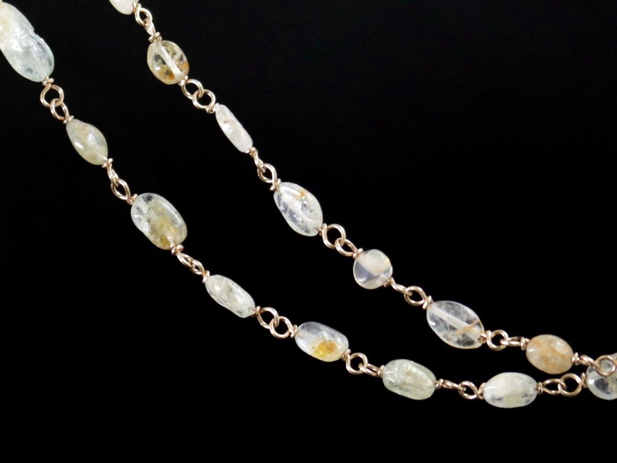 Aquamarine Gemstone Lariat Y Necklace, 14K Gold Filled, Bohemian Wedding