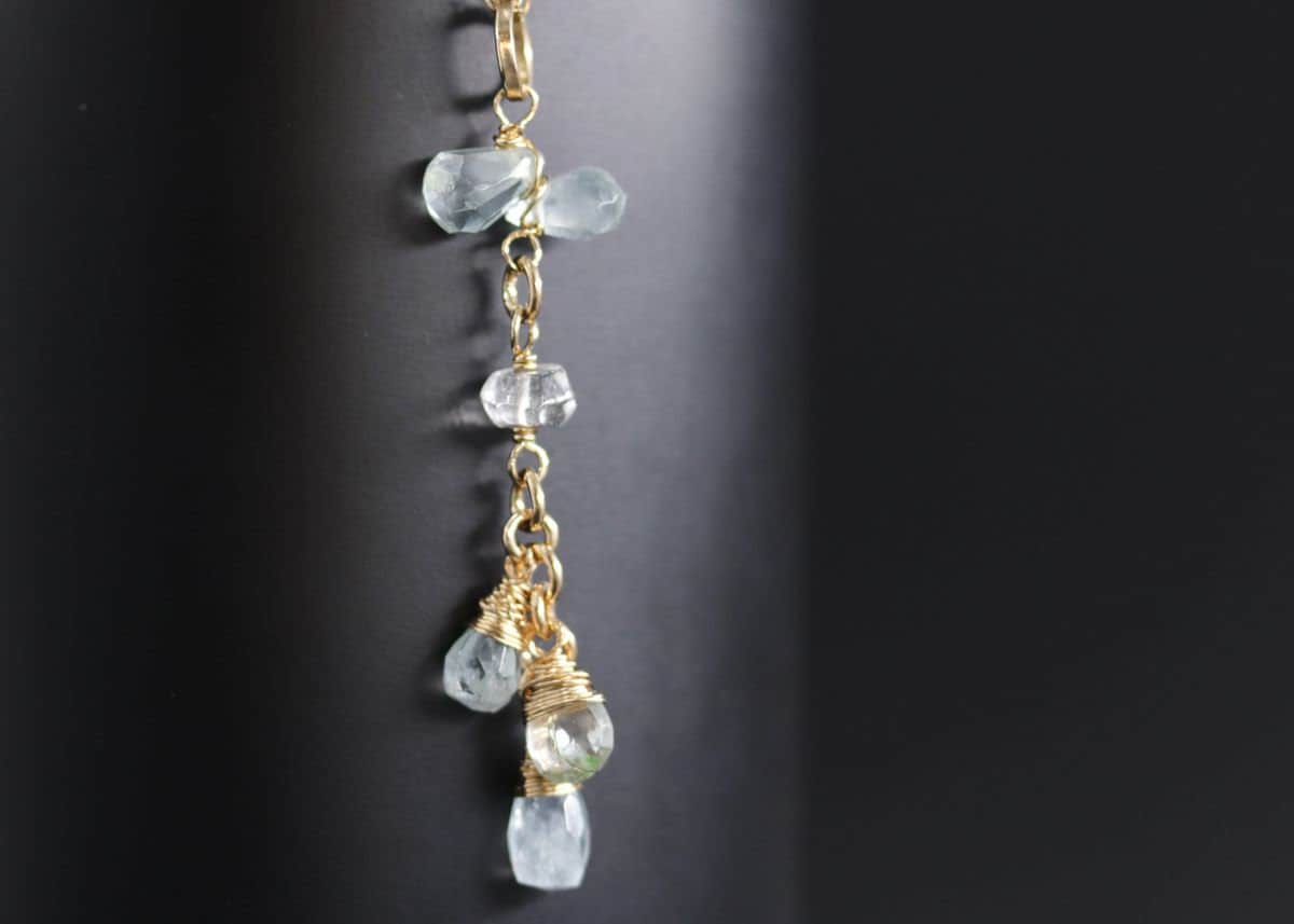 Aquamarine Lariat Y Gemstone Necklace, 14K Gold Filled Bohemian Bride
