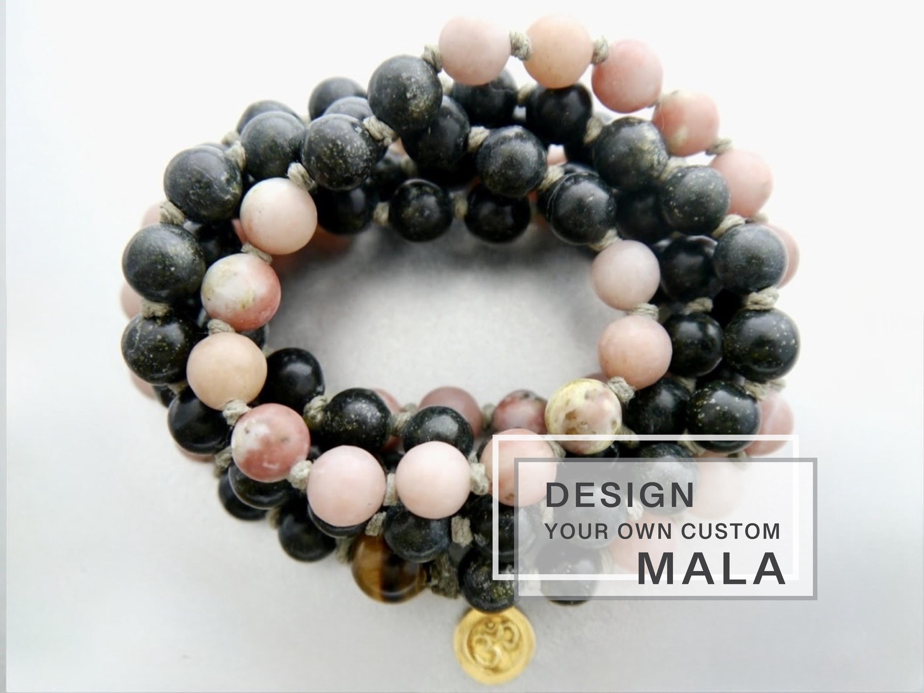 Custom Mala Necklace, Make Your Own 108 Mala Prayer Beads, Personalized Design, Hand Knotted