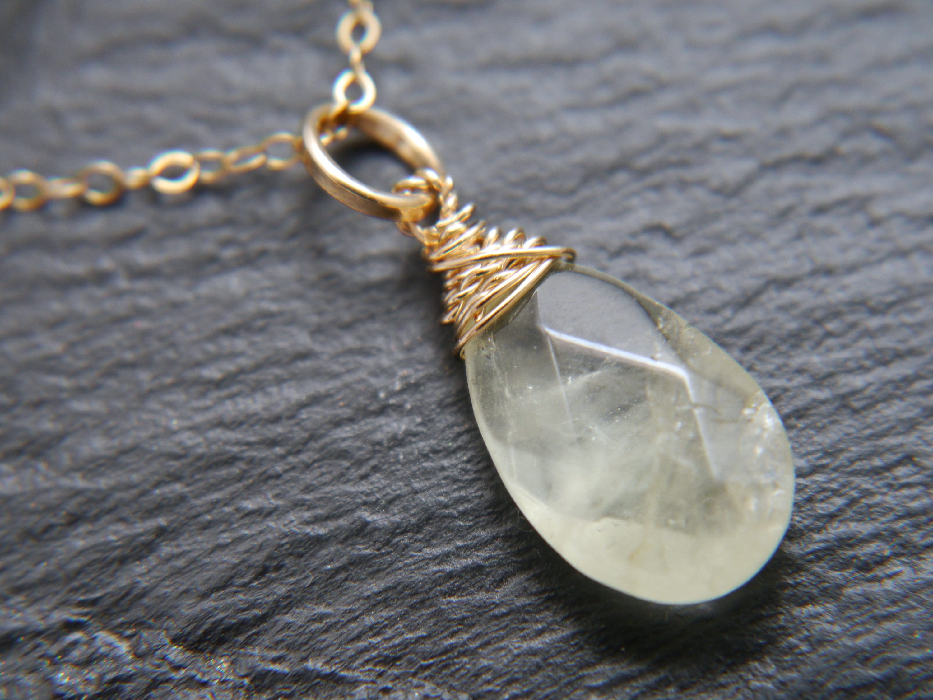 Aquamarine Pendant Gemstone Necklace, 14K Gold Filled, Minimalist Style