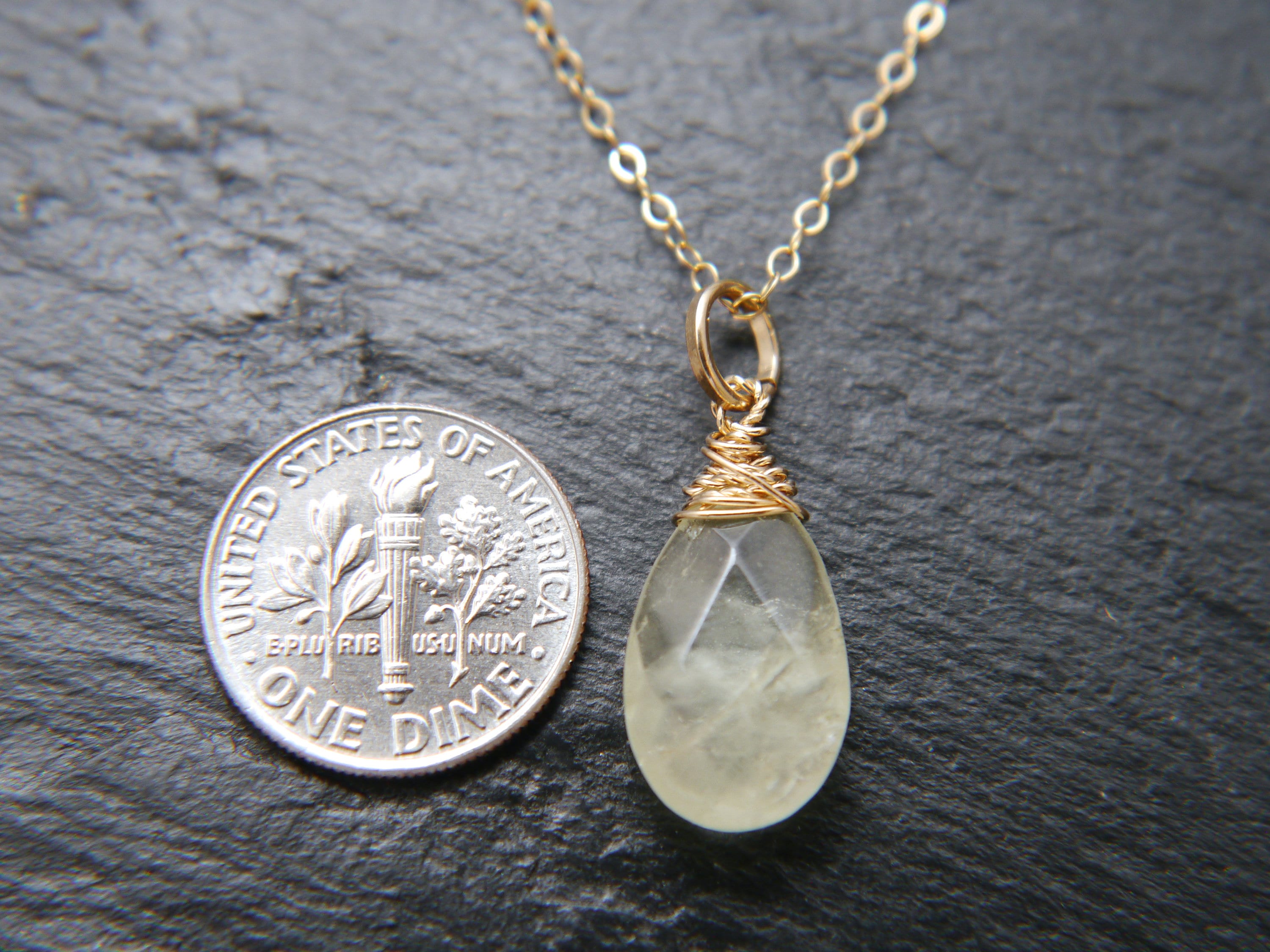 Aquamarine Pendant Gemstone Necklace, 14K Gold Filled, Minimalist Style