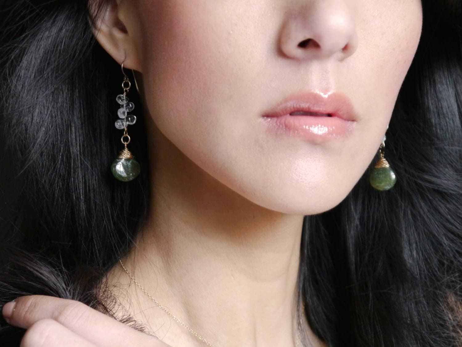 Aquamarine Floral Teardrop Dangle Gemstone Earrings, 14K Gold Filled Nature Inspired