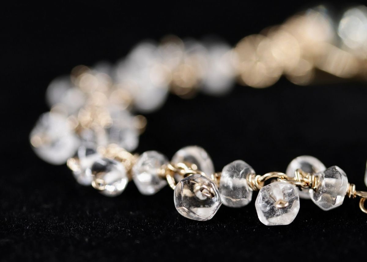 Citrine Rosary Chain Gemstone Bracelet: 14K Gold Filled Fringe Bridal Jewelry