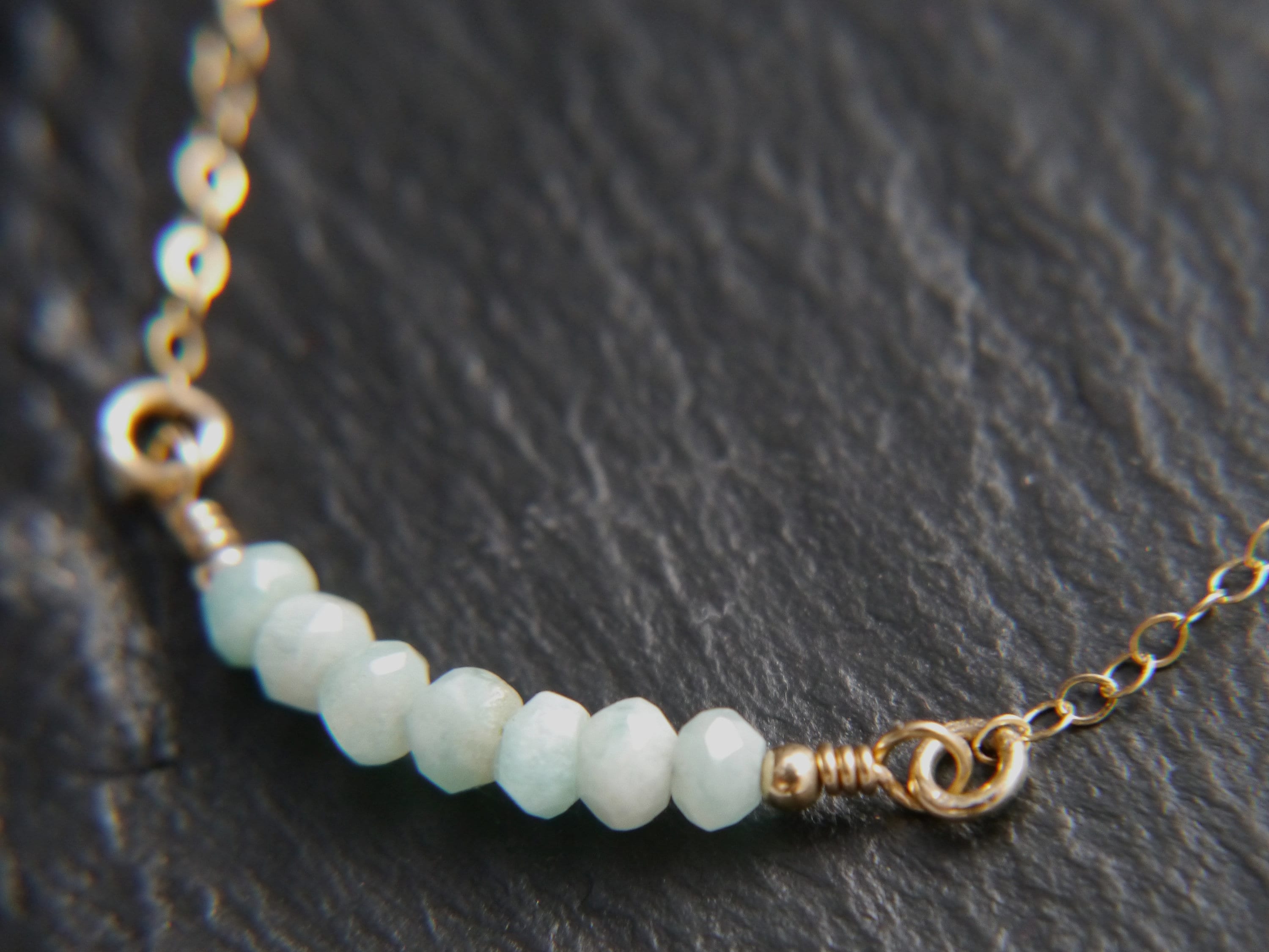 Amazonite Bar Gemstone Necklace, 14K Gold Filled, Minimalist Style
