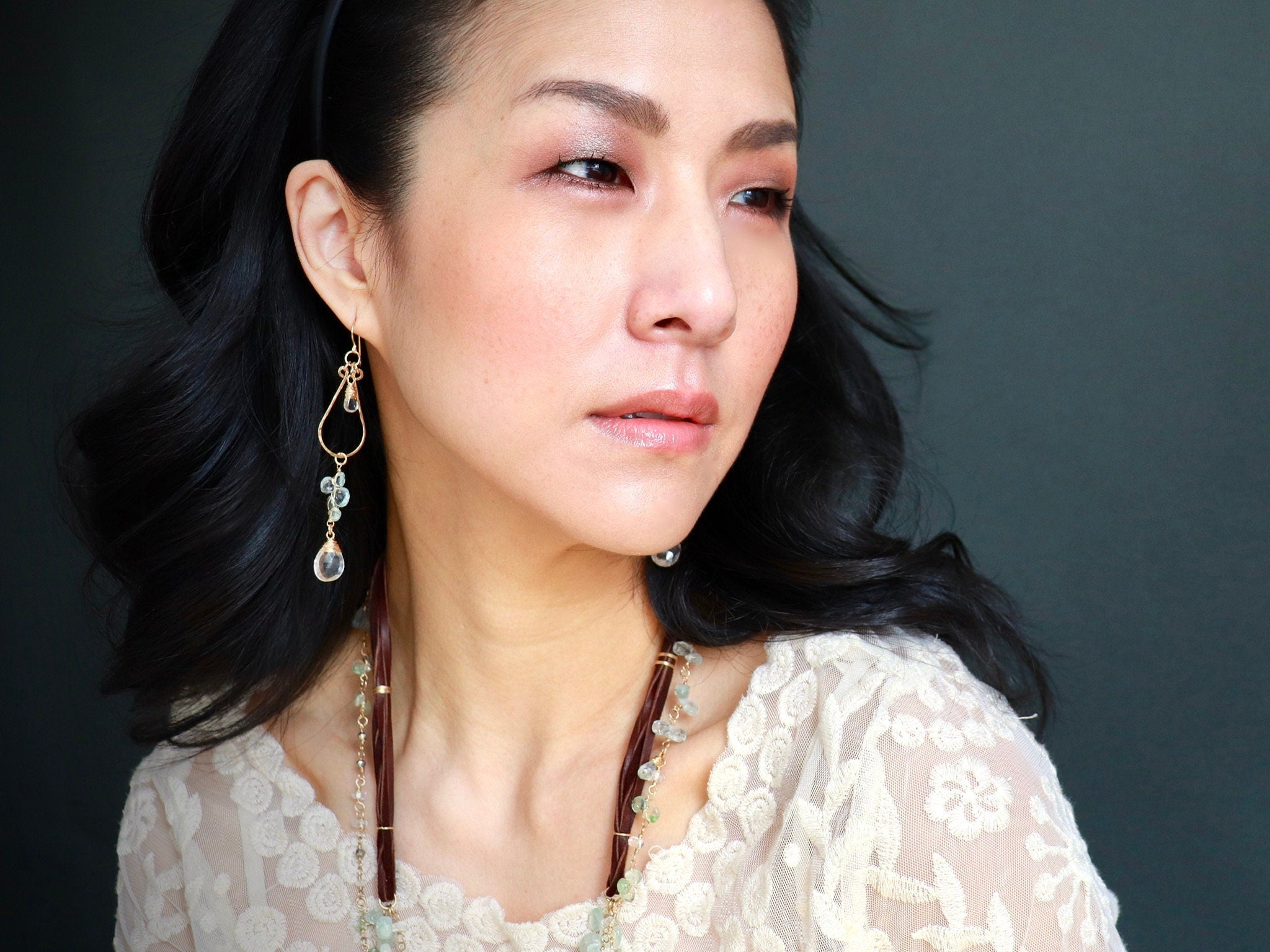 Aquamarine Quartz Chandelier Gemstone Earrings, 14K Gold Filled Ethereal Bride