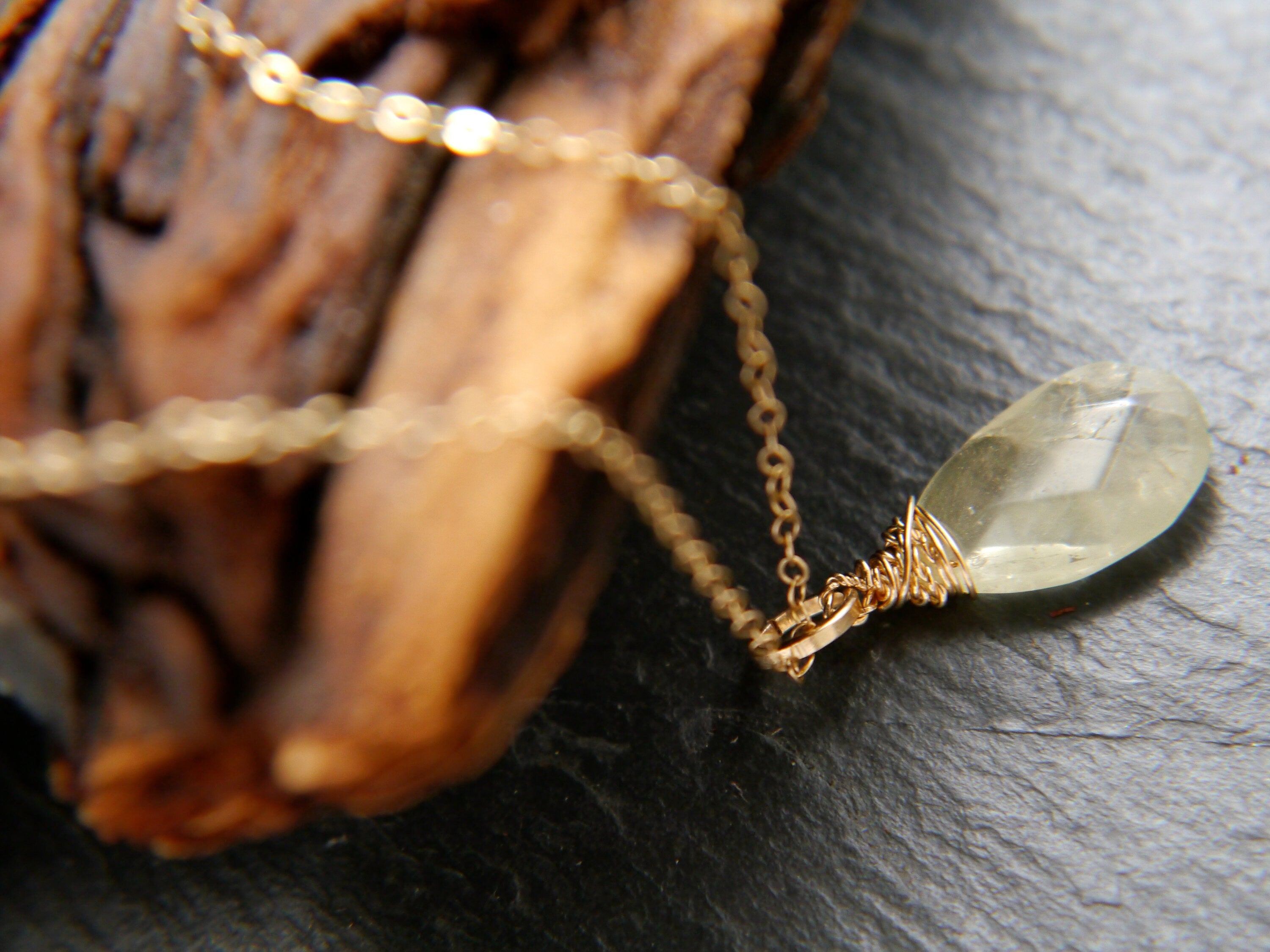 Aquamarine Pendant Gemstone Necklace, 14K Gold Filled, Minimalist Style