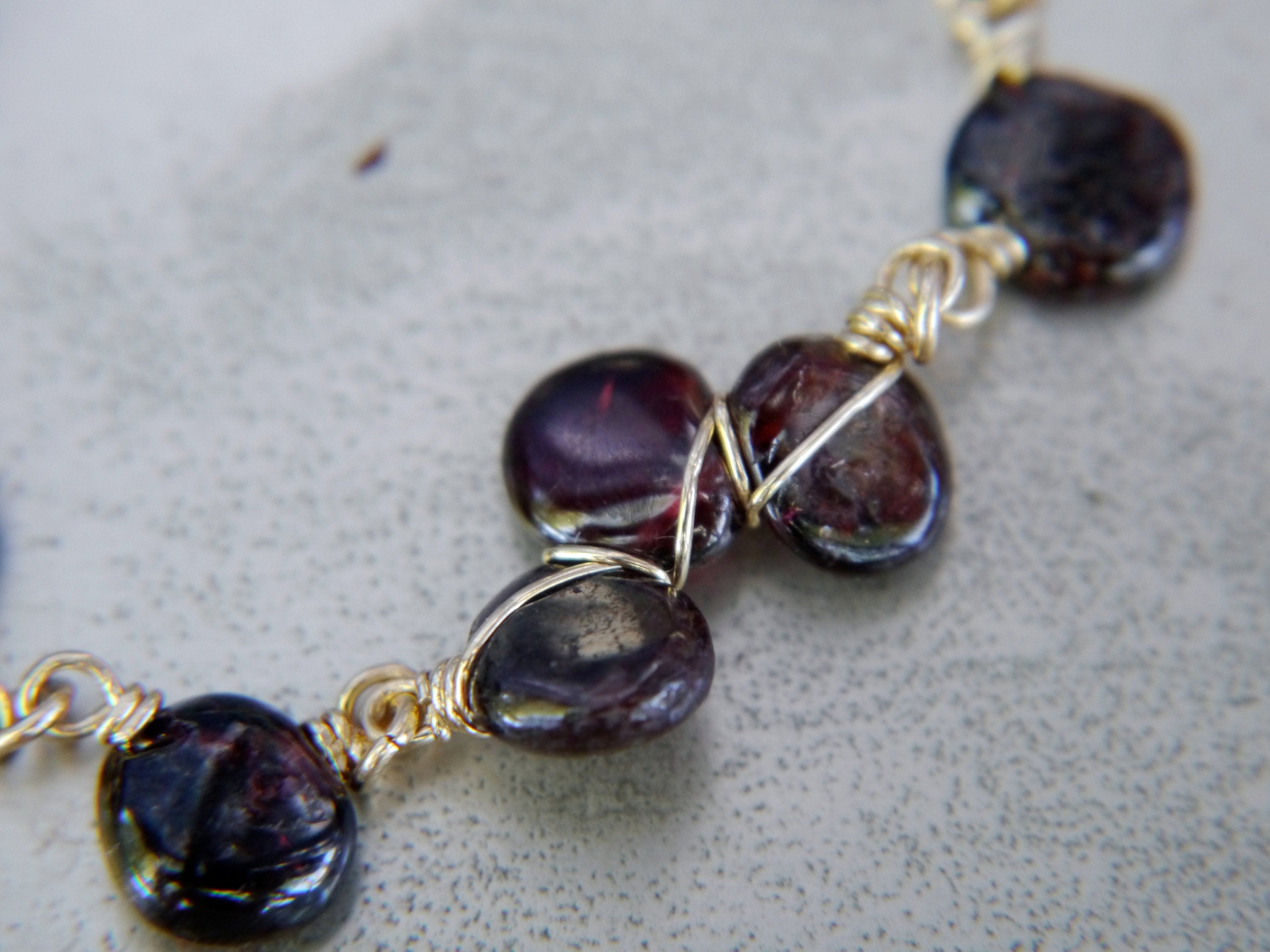 Garnet Aquamarine Gemstone Bracelet, 14K Gold Filled Jewelry, January March Birthstone