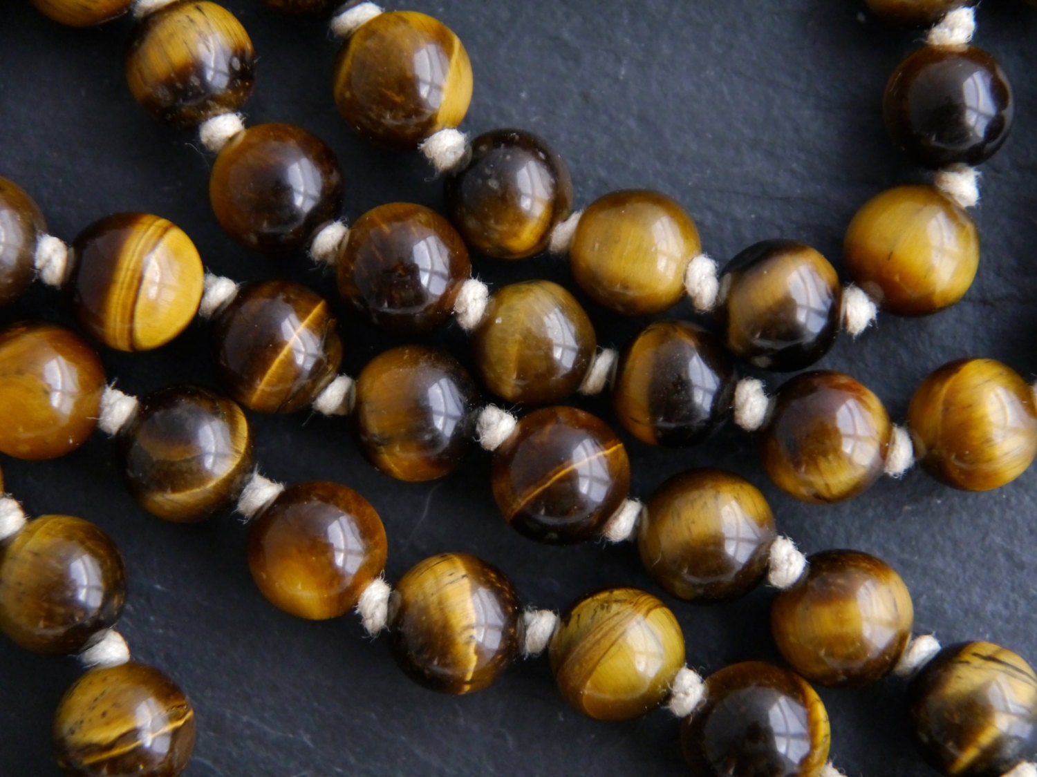 Brown Tiger’s Eye 108 Mala Bead , Wrap, Hand Knotted Tibetan Prayer Beads