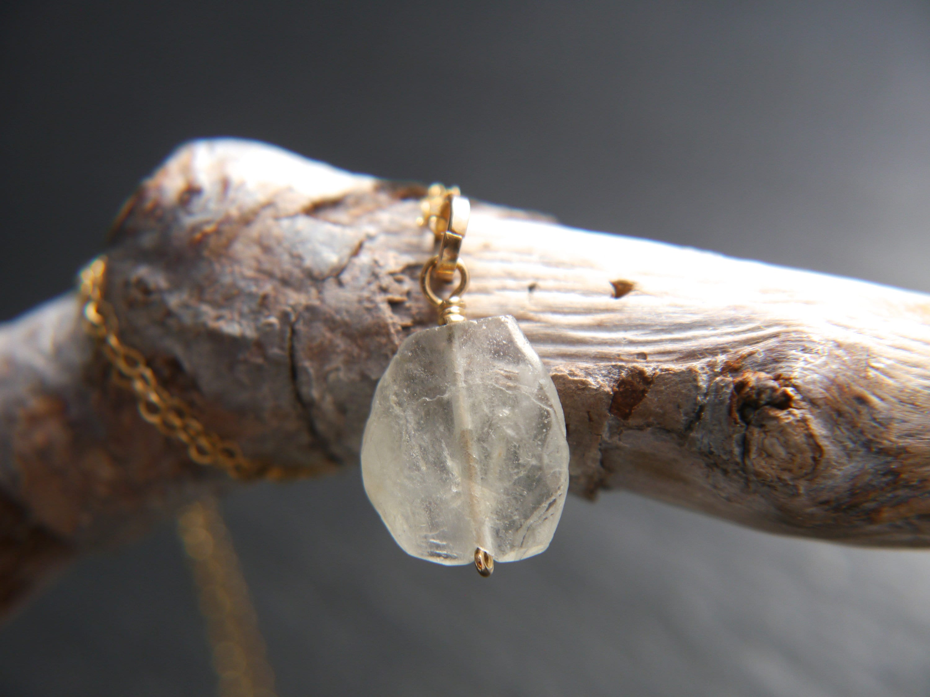 Raw Aquamarine Gemstone Pendant Necklace, 14K Gold Filled Minimalist Jewelry
