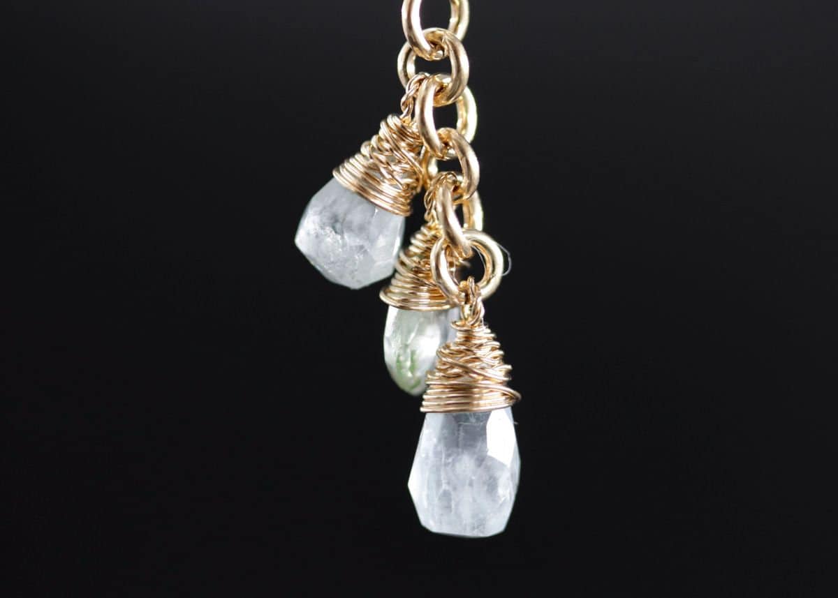 Aquamarine Lariat Y Gemstone Necklace, 14K Gold Filled Bohemian Bride