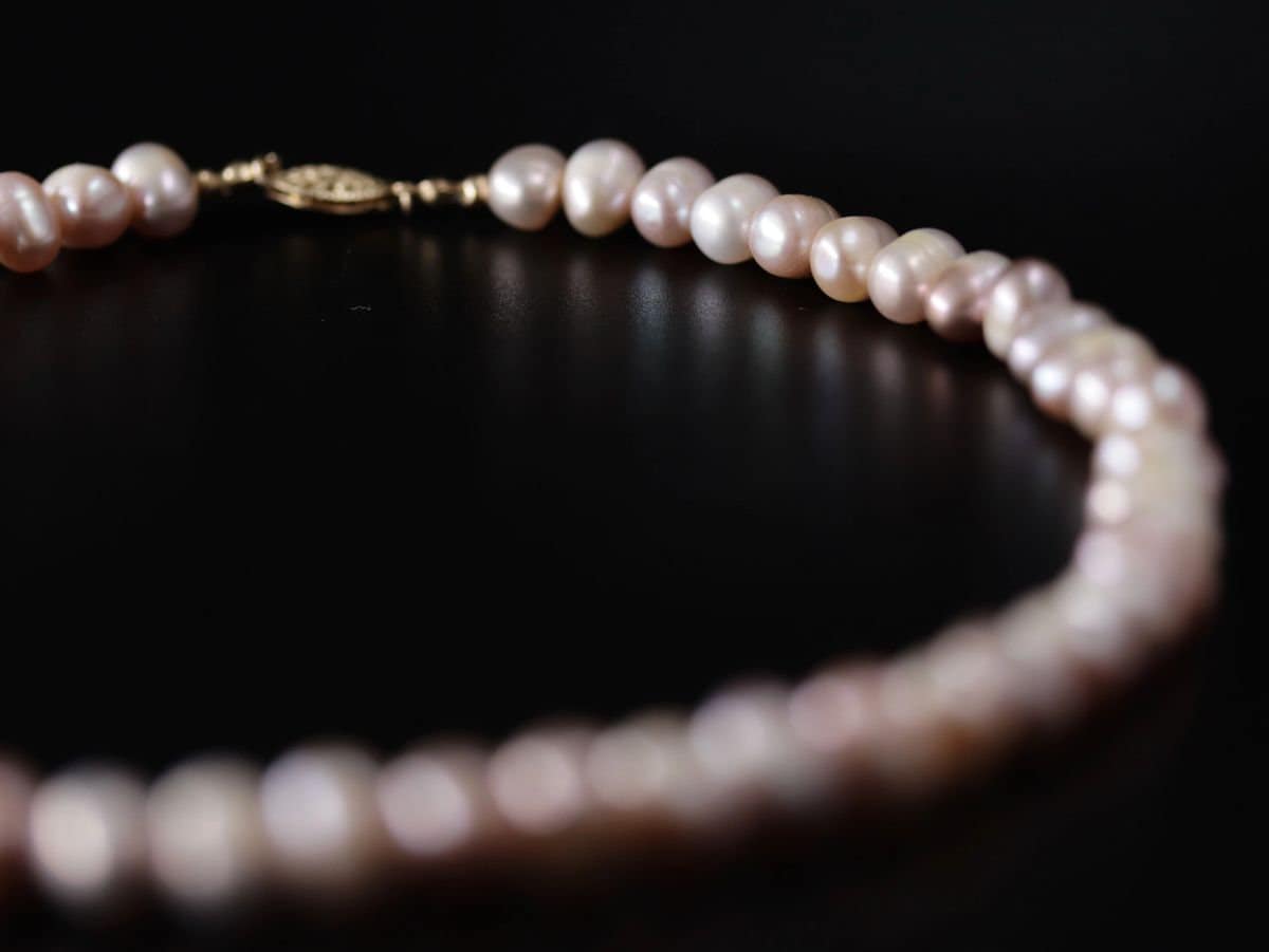 Pink Freshwater Pearl Strand Gemstone Necklace, 14K Gold Filled, Bridal