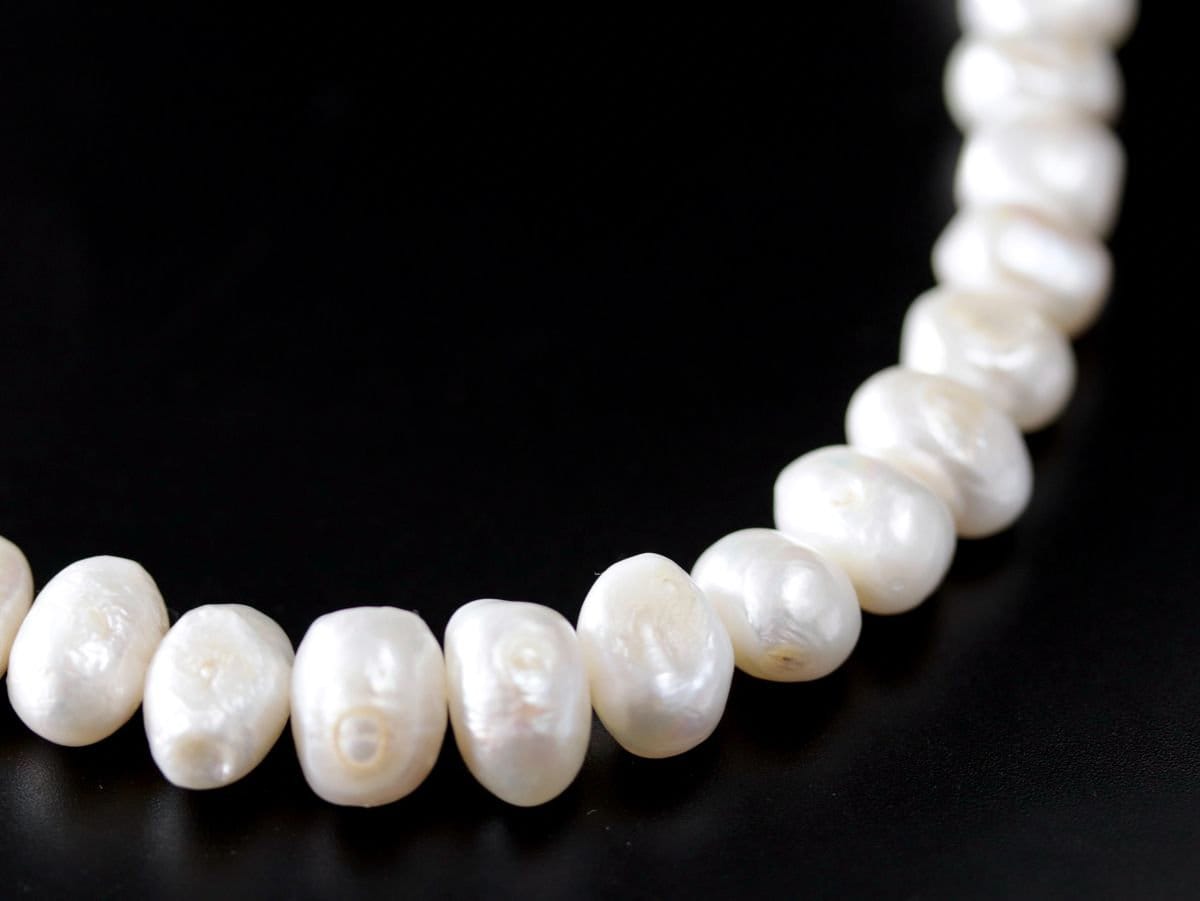 White Freshwater Pearl Strand Gemstone Necklace, 14K Gold Filled, Bridal