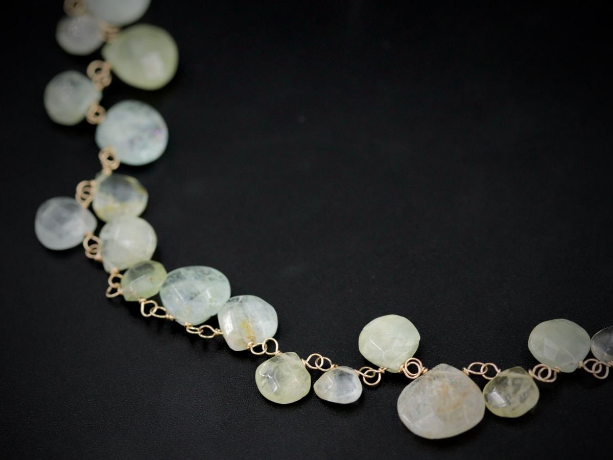 Aquamarine Floral Gemstone Necklace, 14K Gold Filled Bohemian Bride