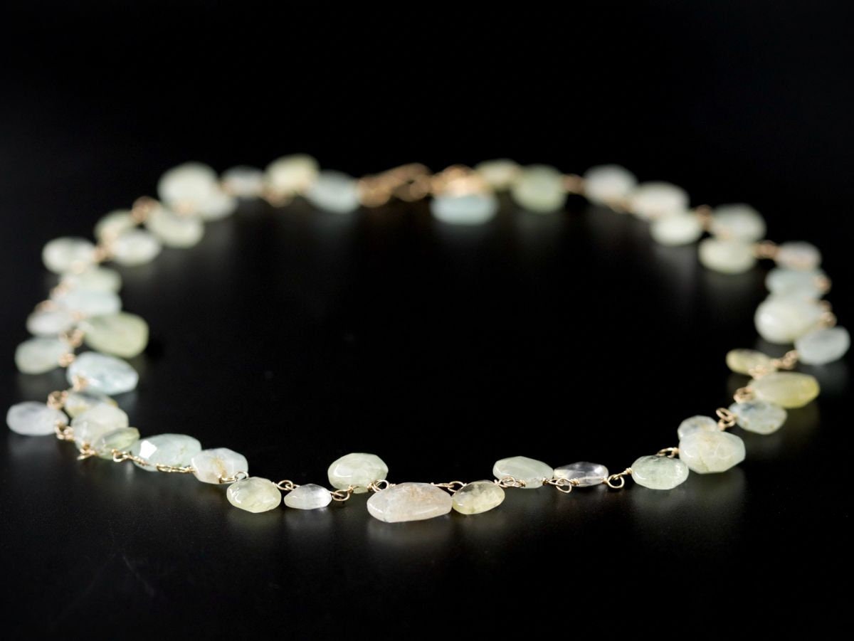 Aquamarine Floral Gemstone Necklace, 14K Gold Filled Bohemian Bride