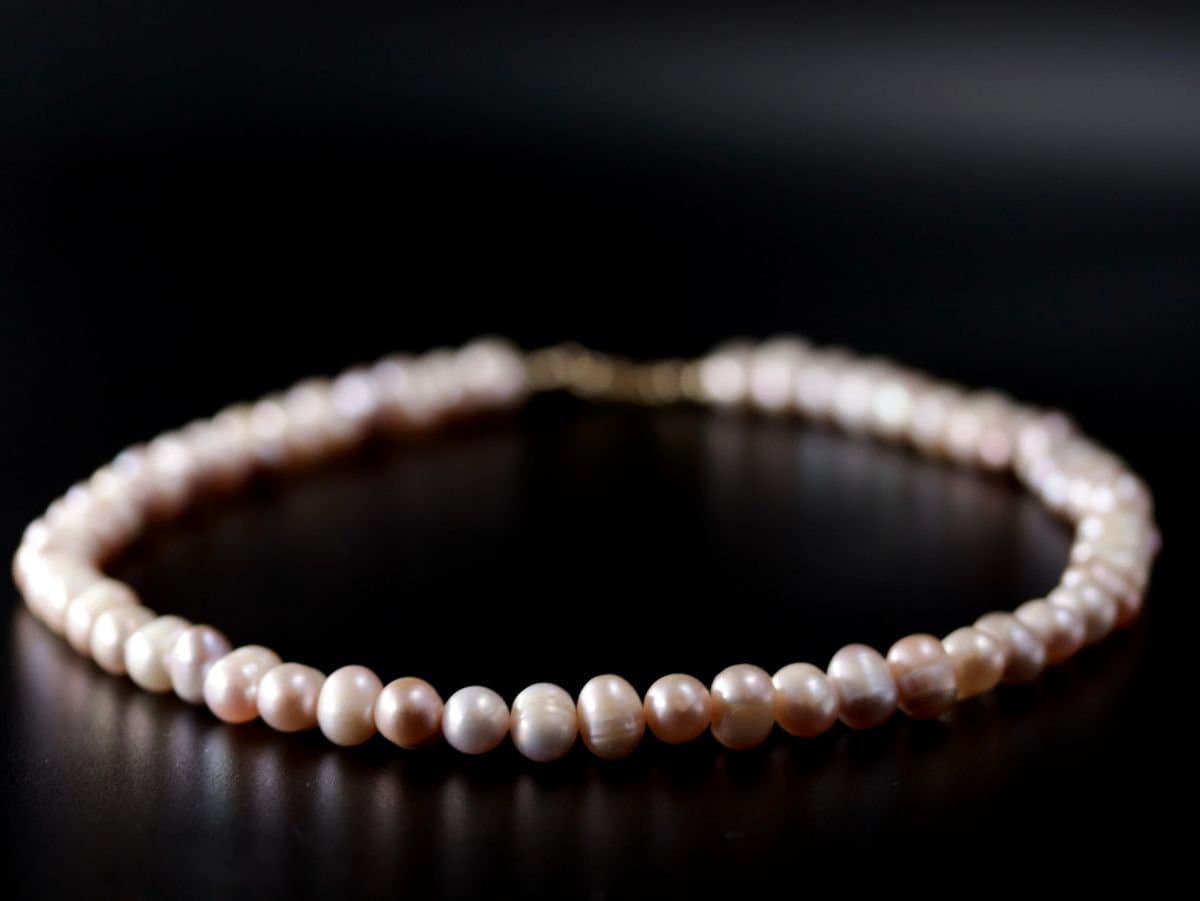 Pink Freshwater Pearl Strand Gemstone Necklace, 14K Gold Filled, Bridal
