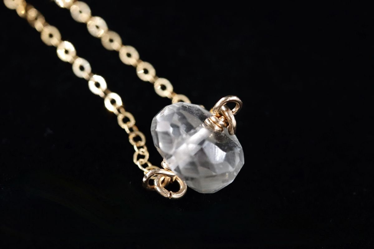 Green Amethyst Pendant Gemstone Necklace, 14K Gold Filled Minimalist Jewelry