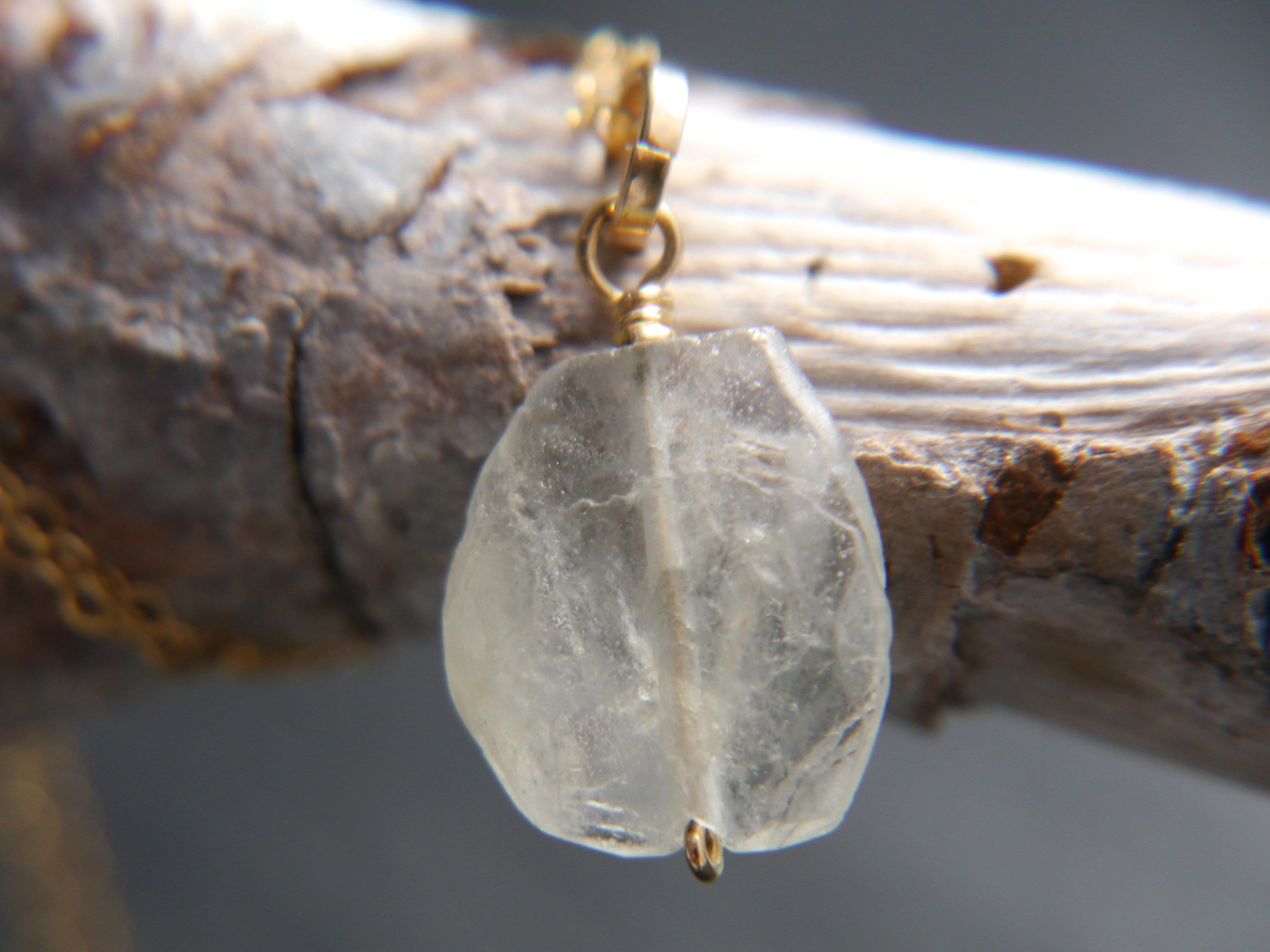 Raw Aquamarine Gemstone Pendant Necklace, 14K Gold Filled Minimalist Jewelry