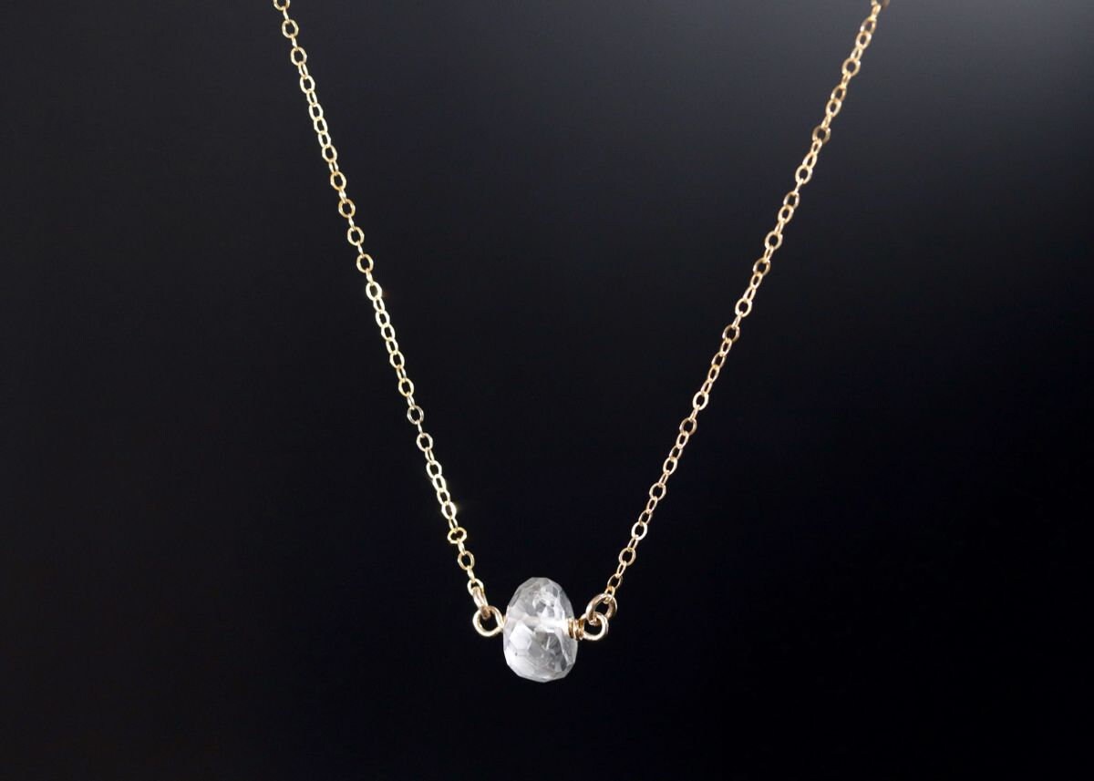 Green Amethyst Pendant Gemstone Necklace, 14K Gold Filled Minimalist Jewelry