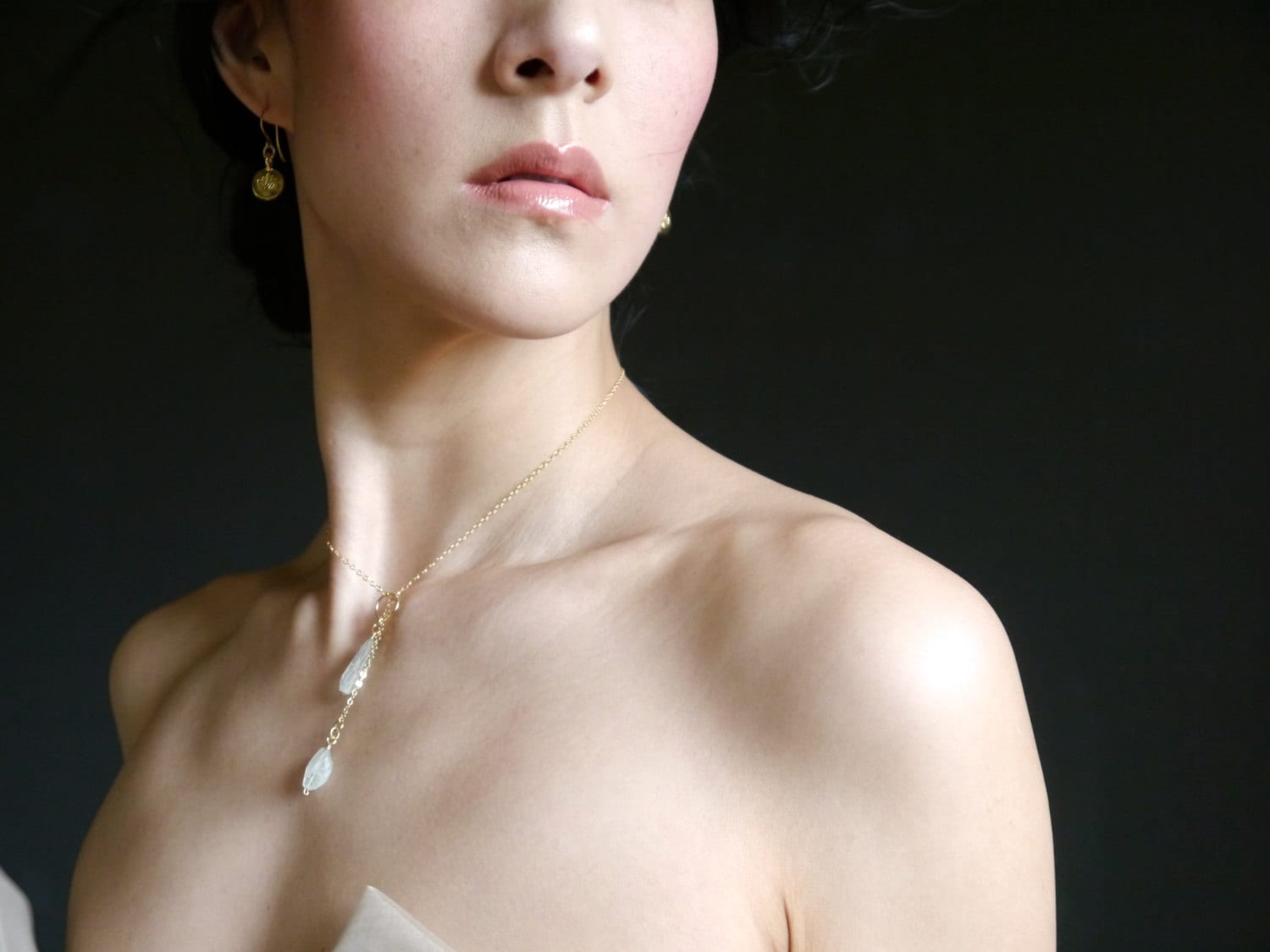 Aquamarine Lariat Y Gemstone Necklace, 14K Gold Filled Bohemian Bride