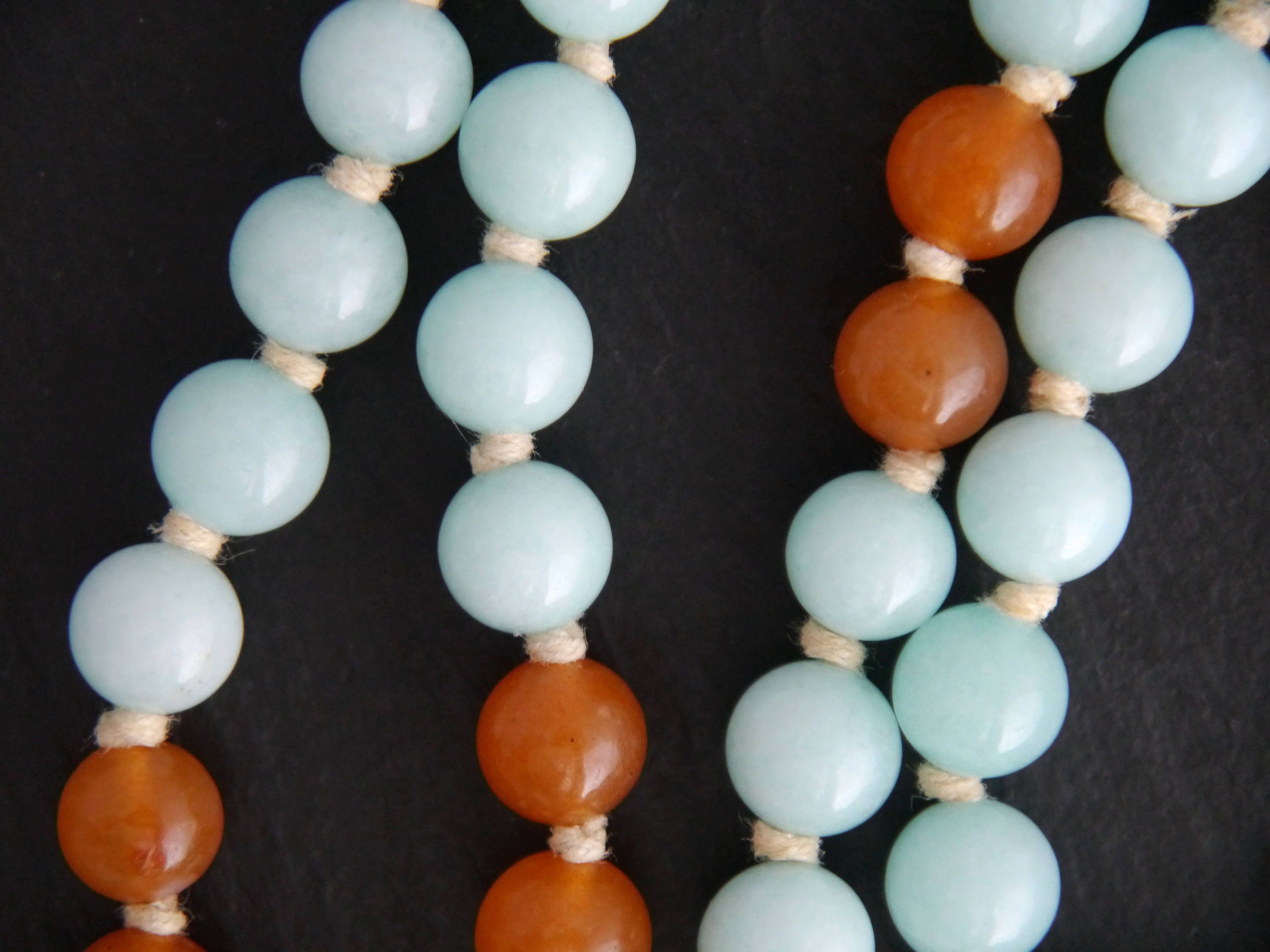 Red Aventurine Amazonite 108 Mala Bead , Wrap, Hand Knotted Tibetan Prayer Beads