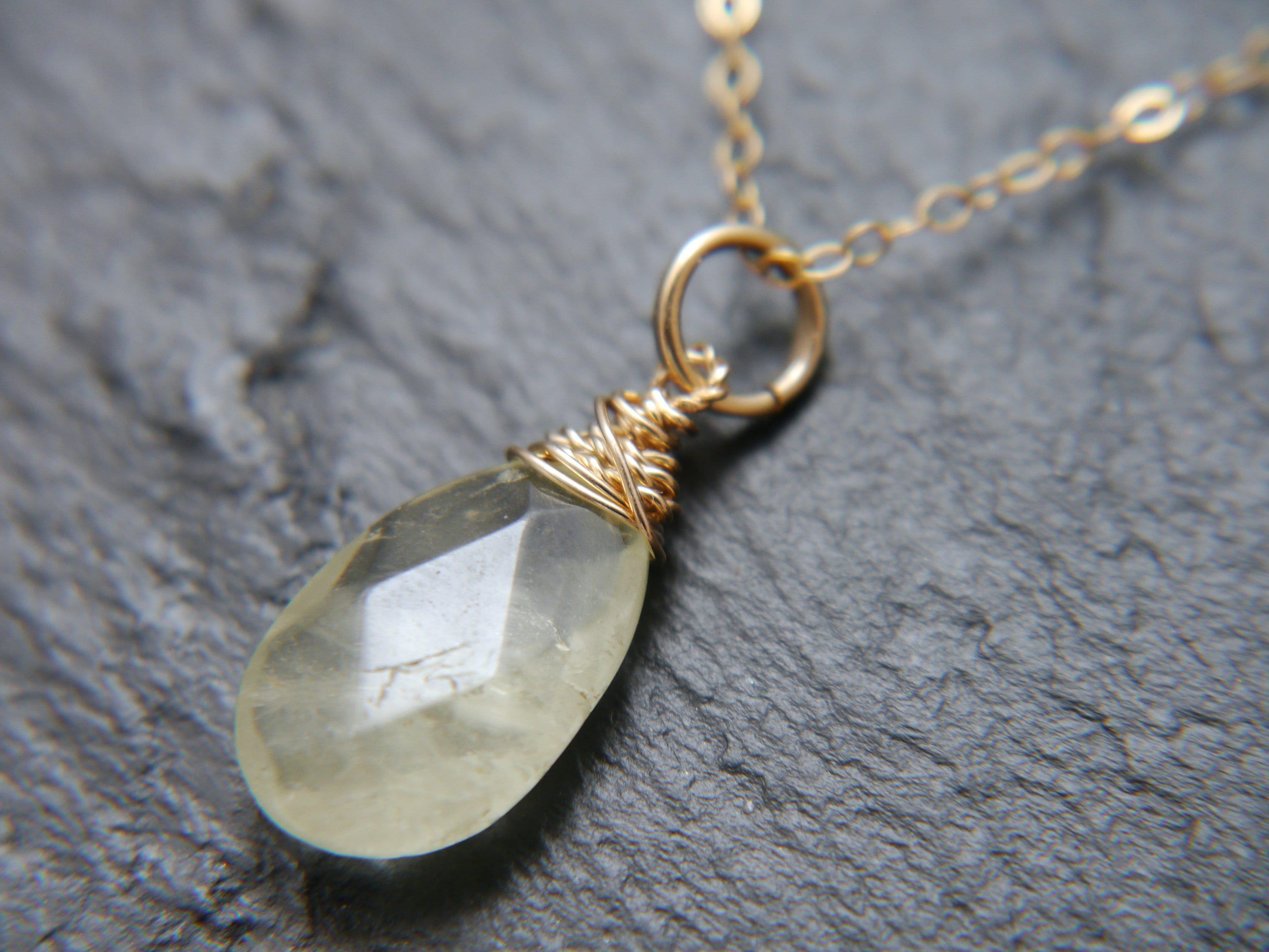 Aquamarine Pendant Gemstone Necklace, 14K Gold Filled, Minimalist Style