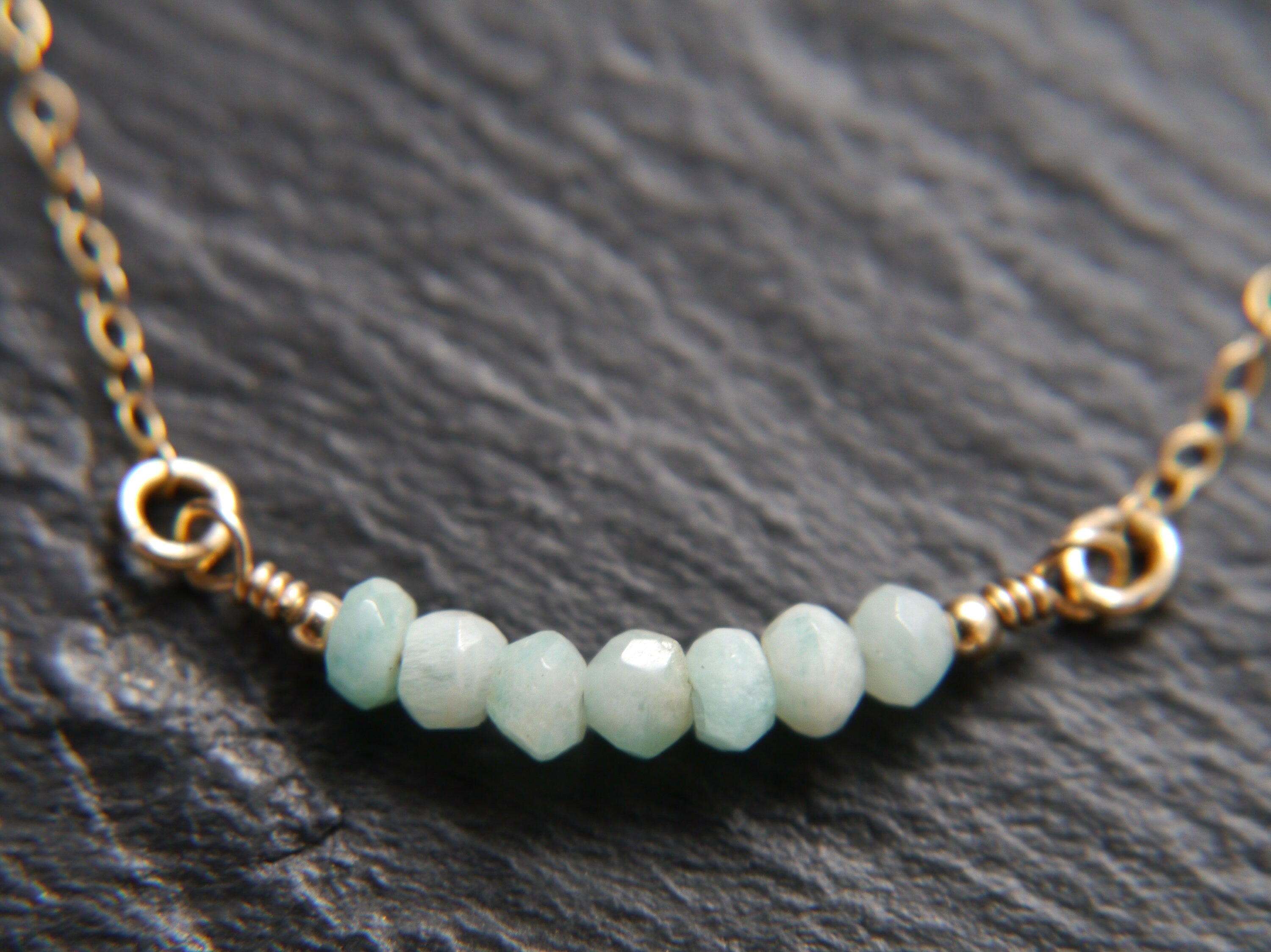 Amazonite Bar Gemstone Necklace, 14K Gold Filled, Minimalist Style