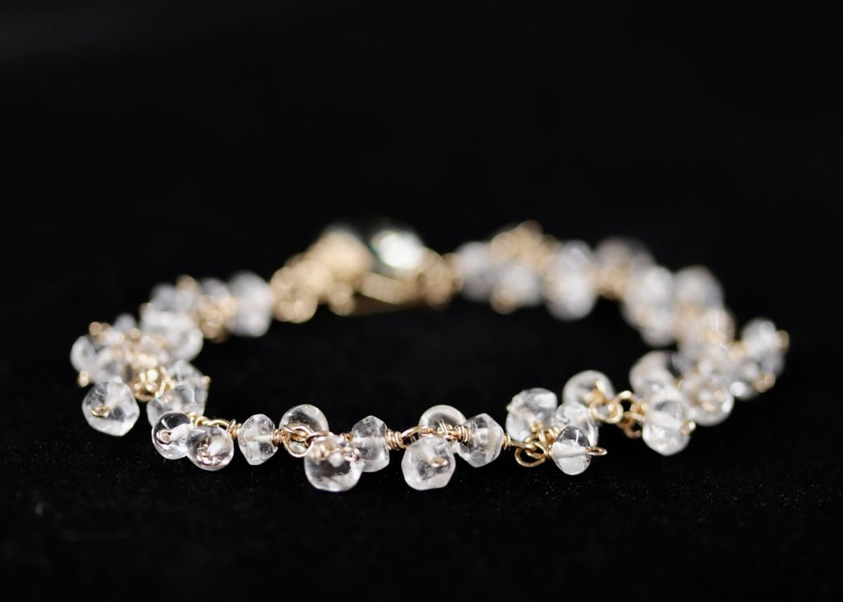 Citrine Rosary Chain Gemstone Bracelet: 14K Gold Filled Fringe Bridal Jewelry