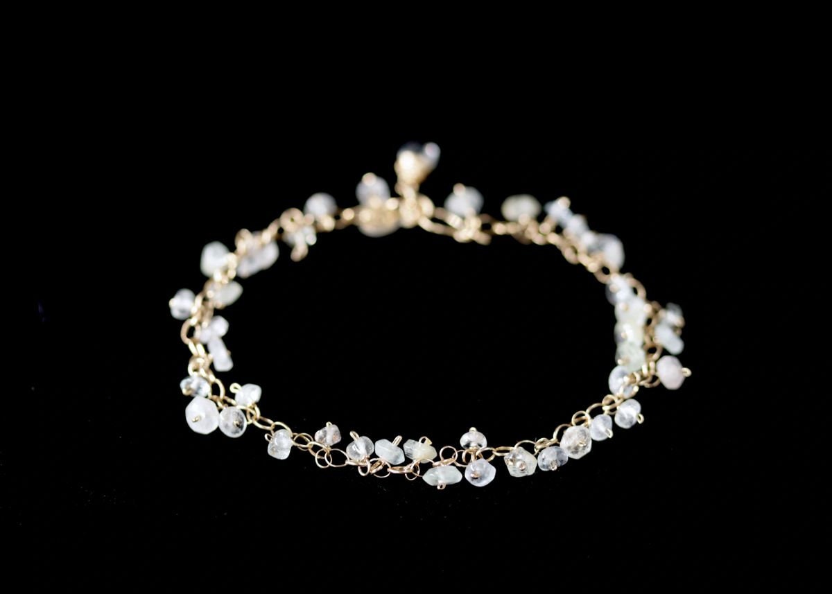 Citrine Gemstone Rosary Chain Gemstone Bracelet, 14K Gold Filled Bridal Jewelry