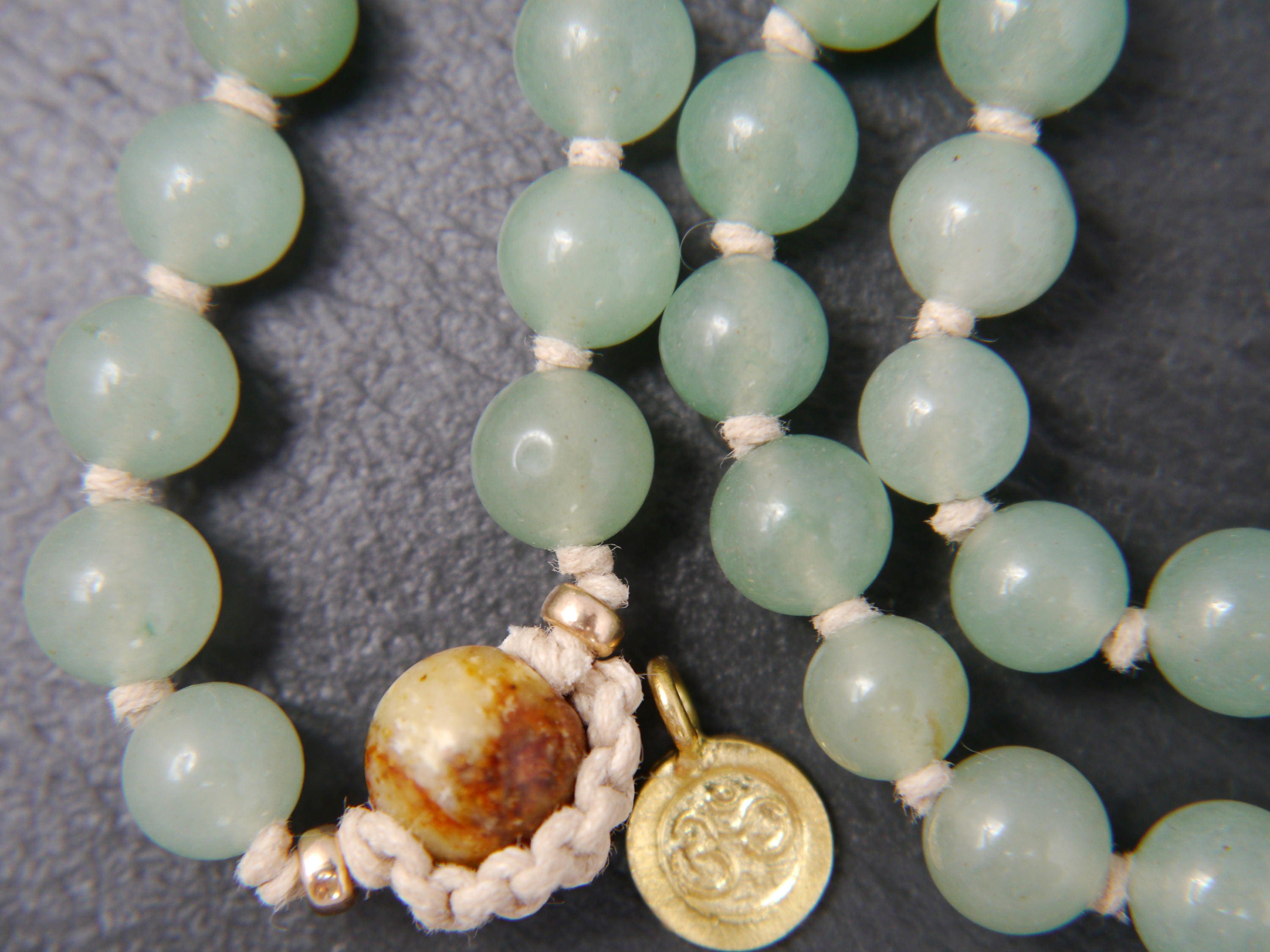 Green Aventurine 108 Mala Bead , Wrap, Hand Knotted Tibetan Prayer Beads