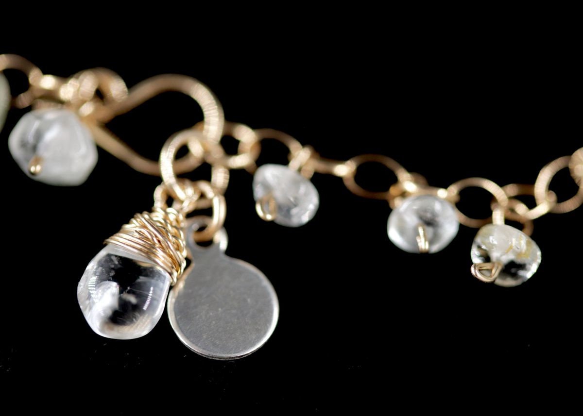 Citrine Gemstone Rosary Chain Gemstone Bracelet, 14K Gold Filled Bridal Jewelry