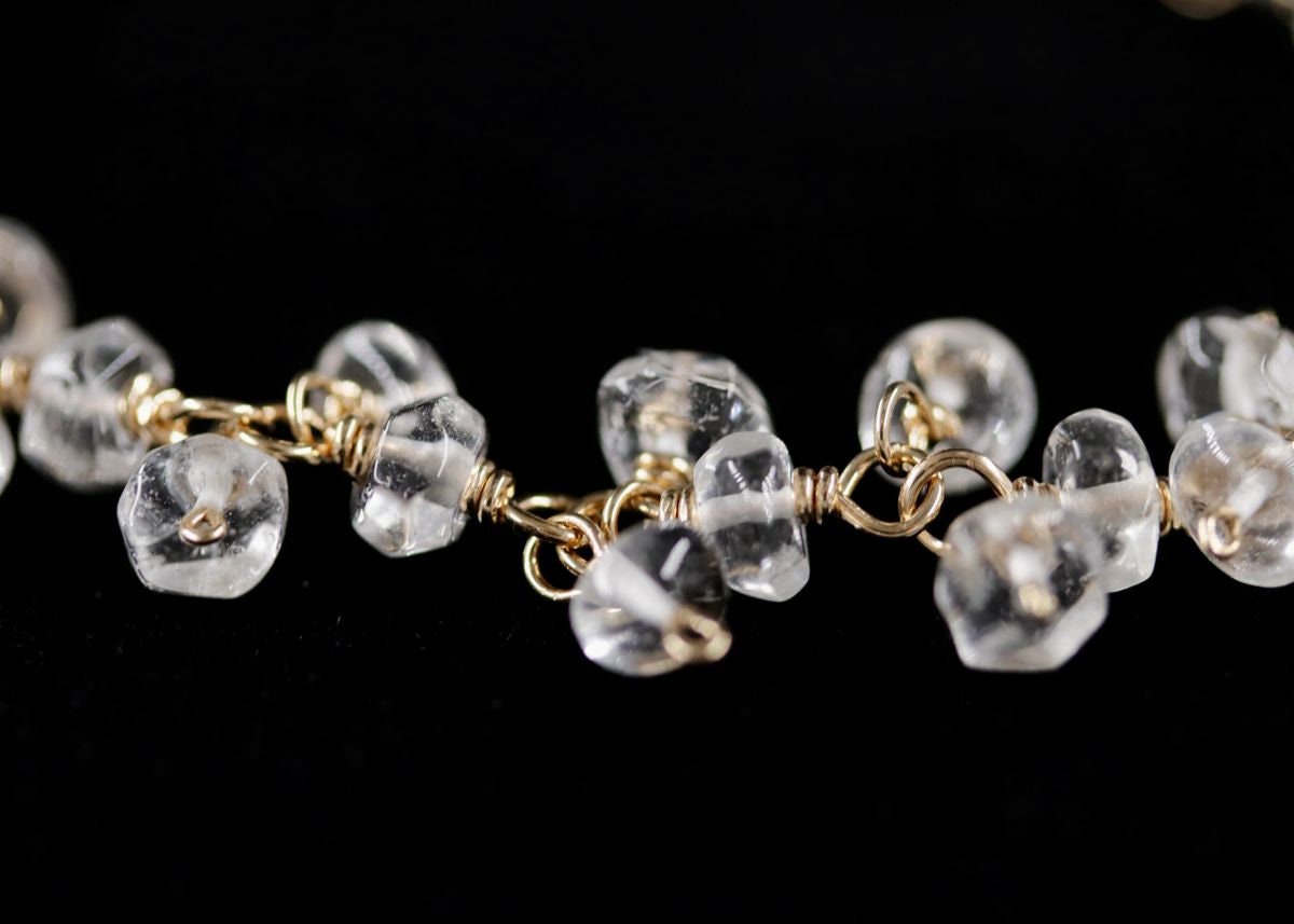 Citrine Rosary Chain Gemstone Bracelet: 14K Gold Filled Fringe Bridal Jewelry