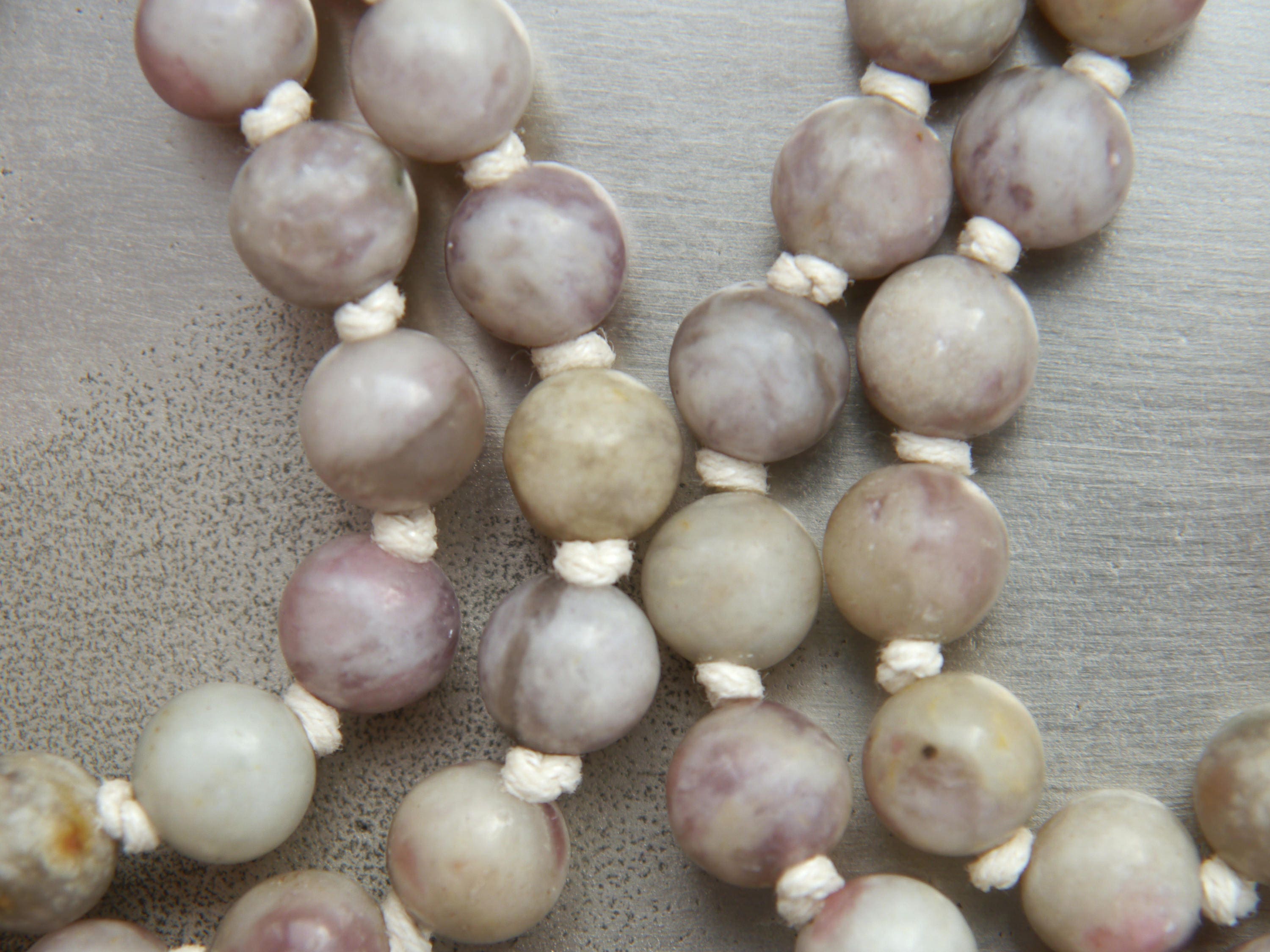 Lilac Stone 108 Mala Bead , Wrap, Hand Knotted Tibetan Prayer Beads