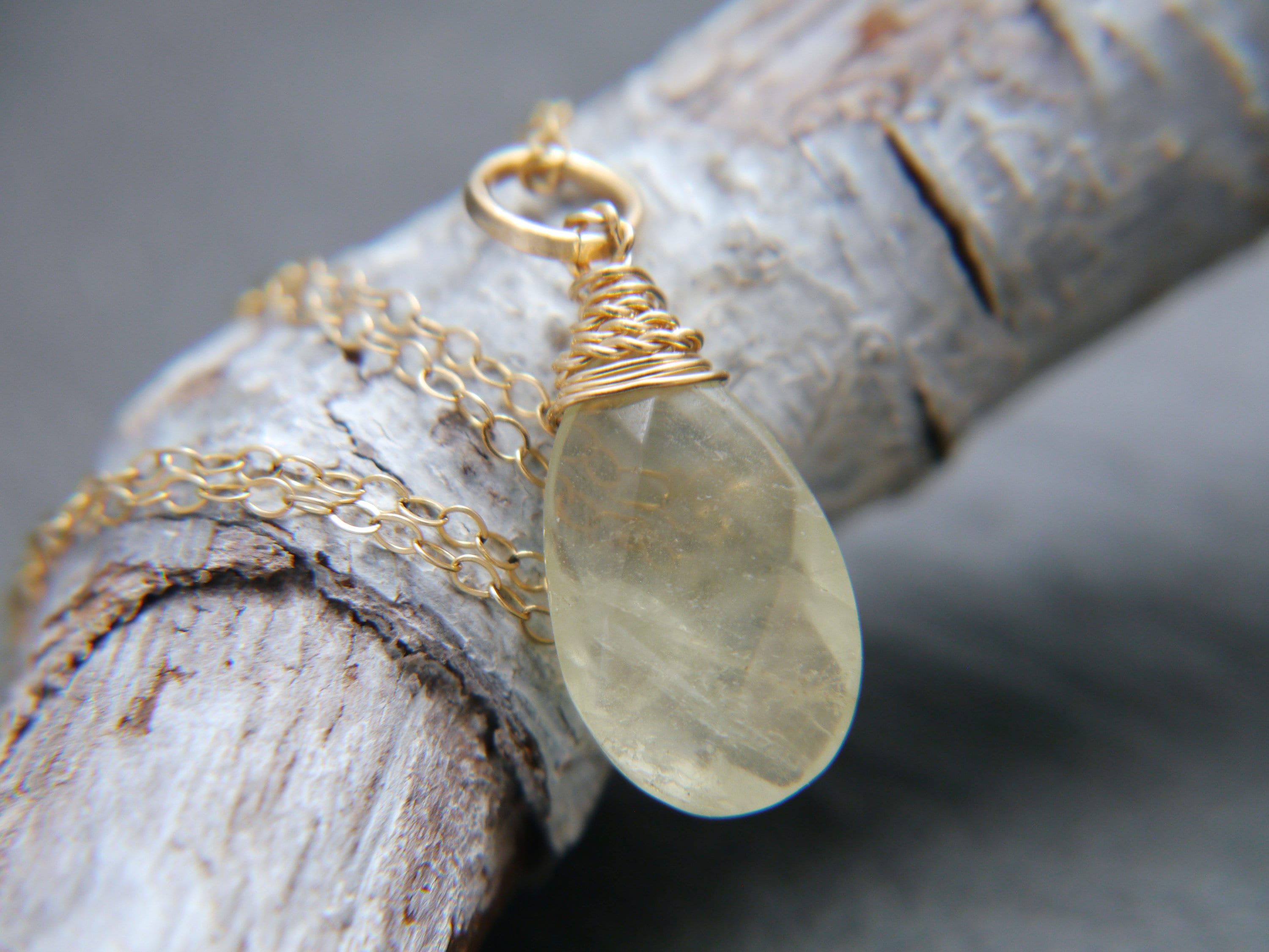 Aquamarine Pendant Gemstone Necklace, 14K Gold Filled, Minimalist Style