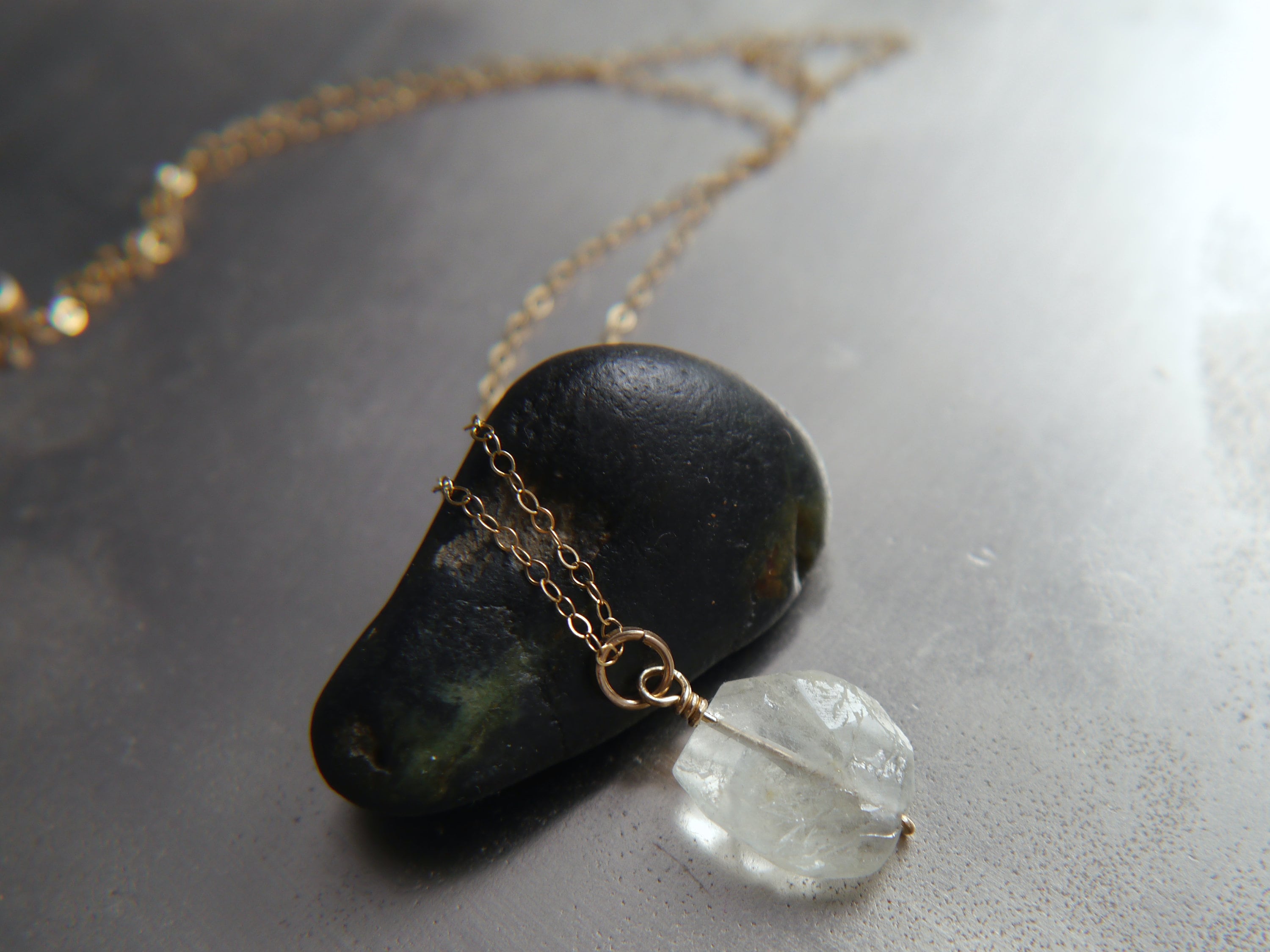 Raw Aquamarine Gemstone Pendant Necklace, 14K Gold Filled Minimalist Jewelry