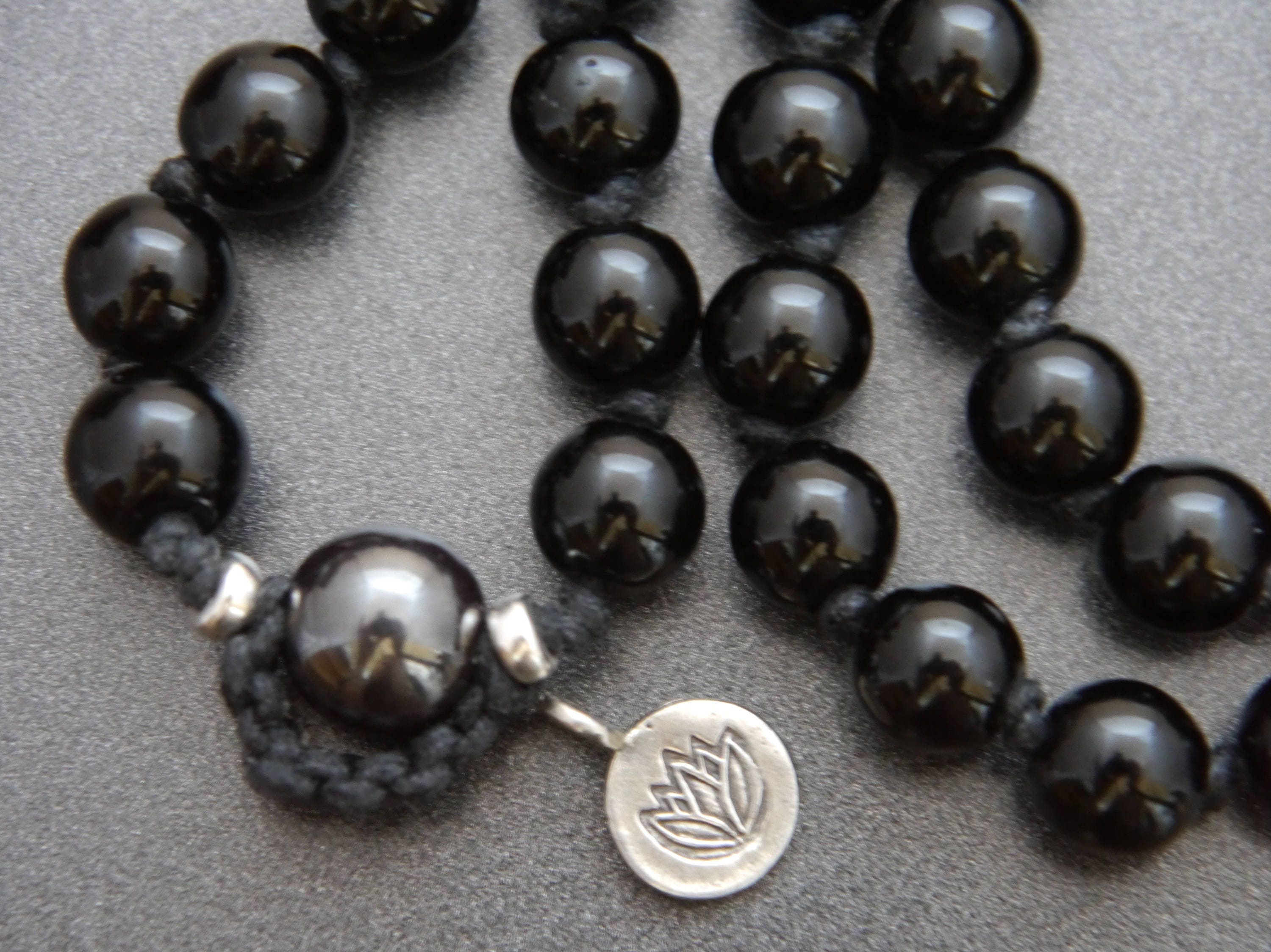 Black Obsidian 108 Mala Bead , Wrap, Hand Knotted Tibetan Prayer Beads