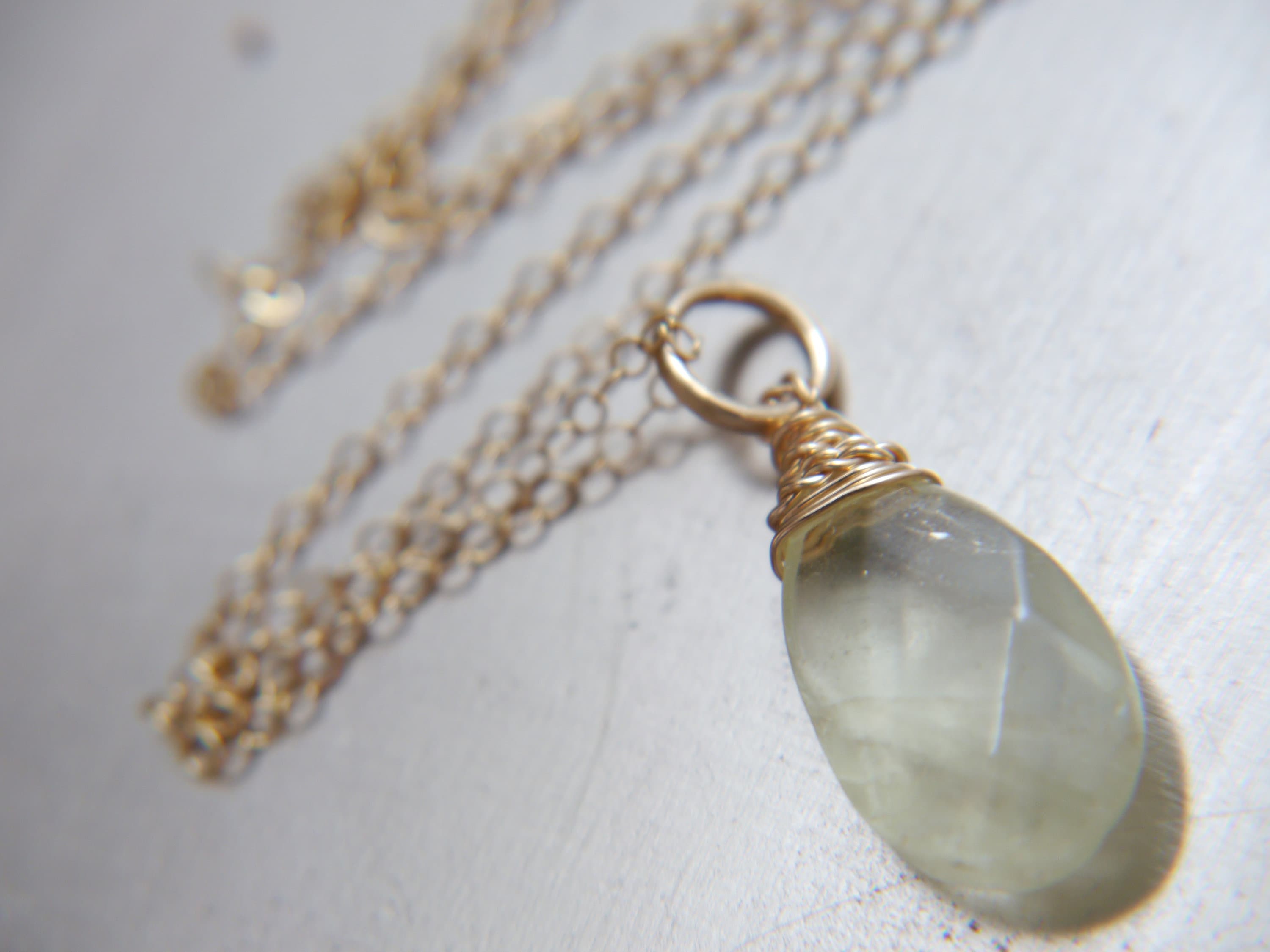 Aquamarine Pendant Gemstone Necklace, 14K Gold Filled, Minimalist Style