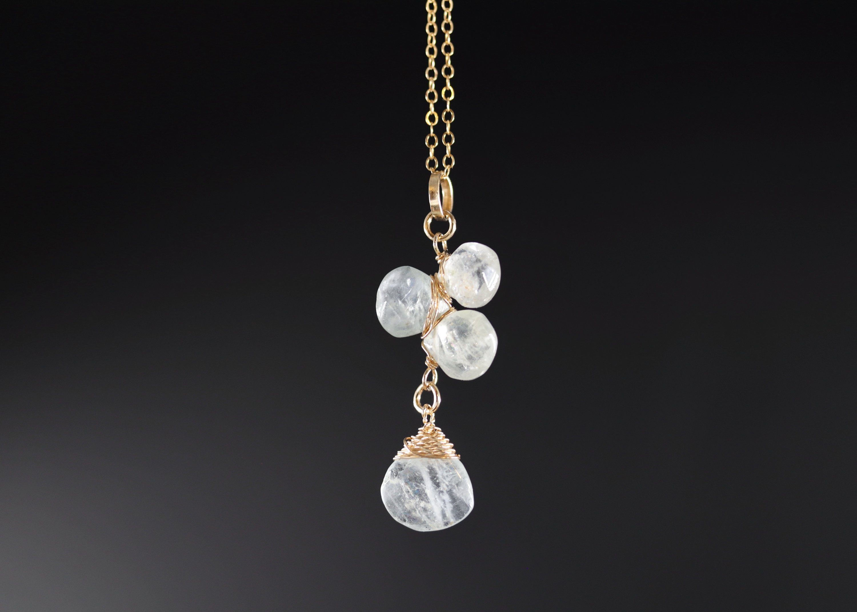 Aquamarine Flower Pendant Gemstone Necklace, 14K Gold Filled, Bridal