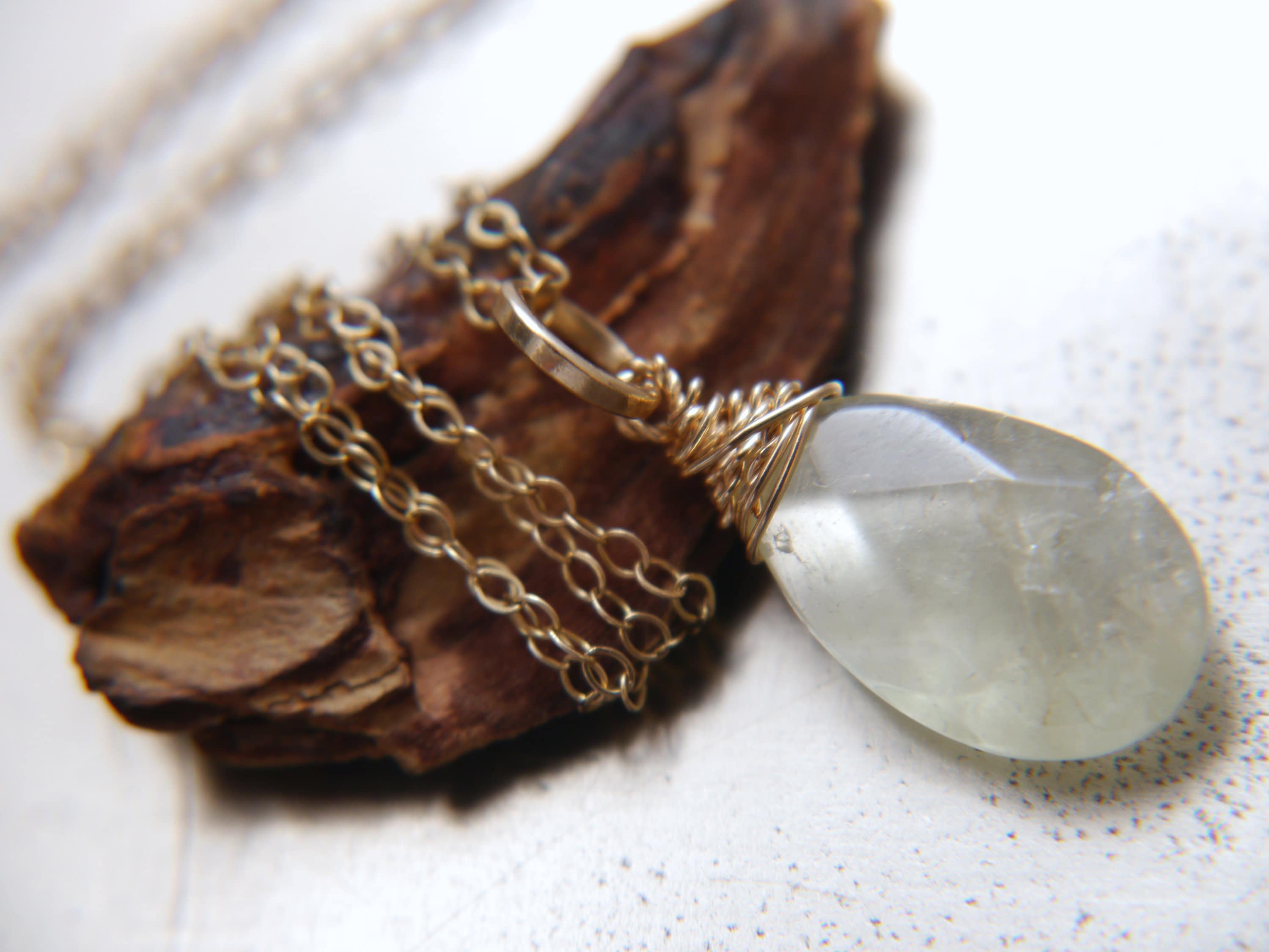 Aquamarine Pendant Gemstone Necklace, 14K Gold Filled, Minimalist Style