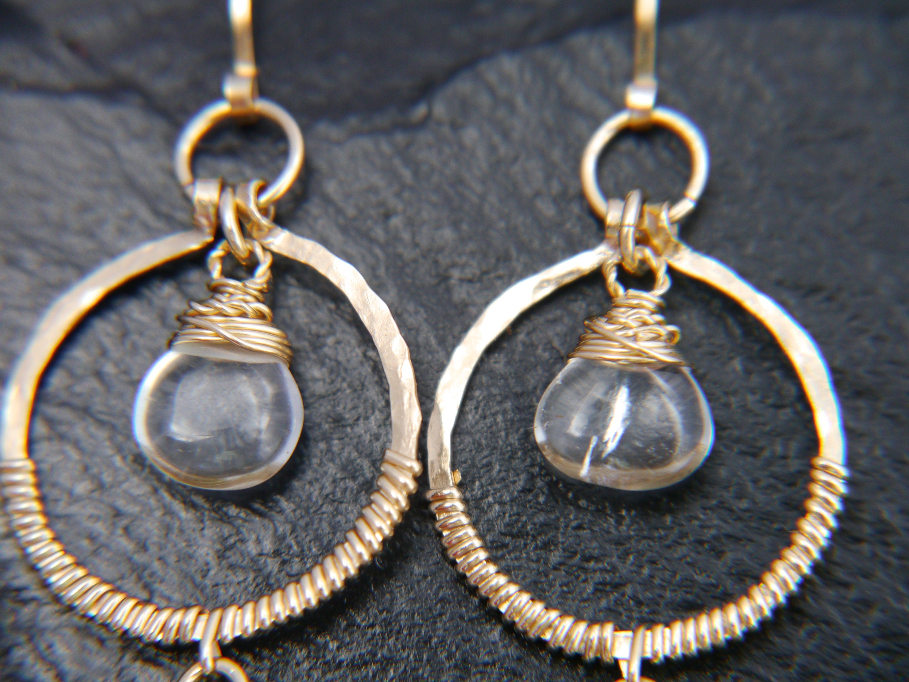 Green Amethyst Long Dangle Floral ChandelierGemstone Earrings, 14K Gold Filled Bridal