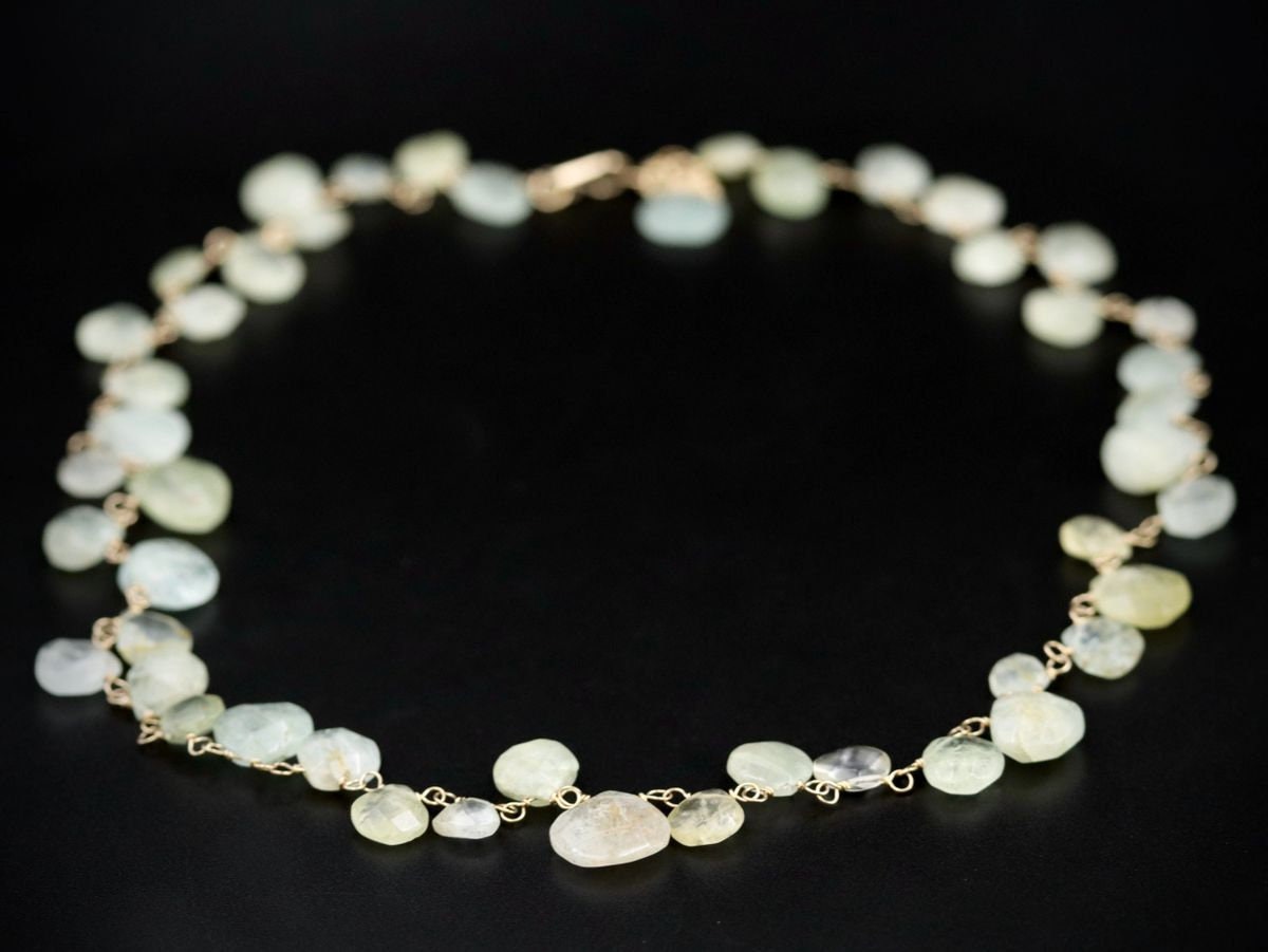 Aquamarine Floral Gemstone Necklace, 14K Gold Filled Bohemian Bride